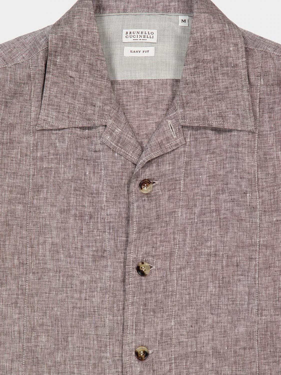 BRUNELLO CUCINELLI CAMICIA: Camicia casual Brunello Cucinelli in lino , Marrone - Img 4