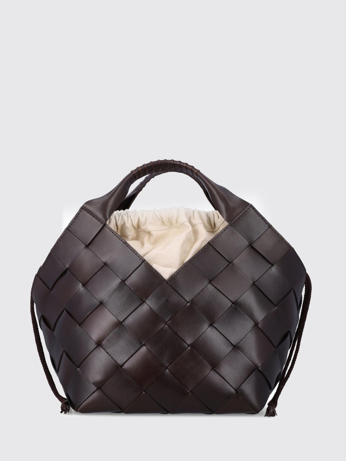 DRAGON DIFFUSION BORSA A MANO: Borsa Castello Dragon Diffusion in pelle intrecciata , Marrone - Img 1