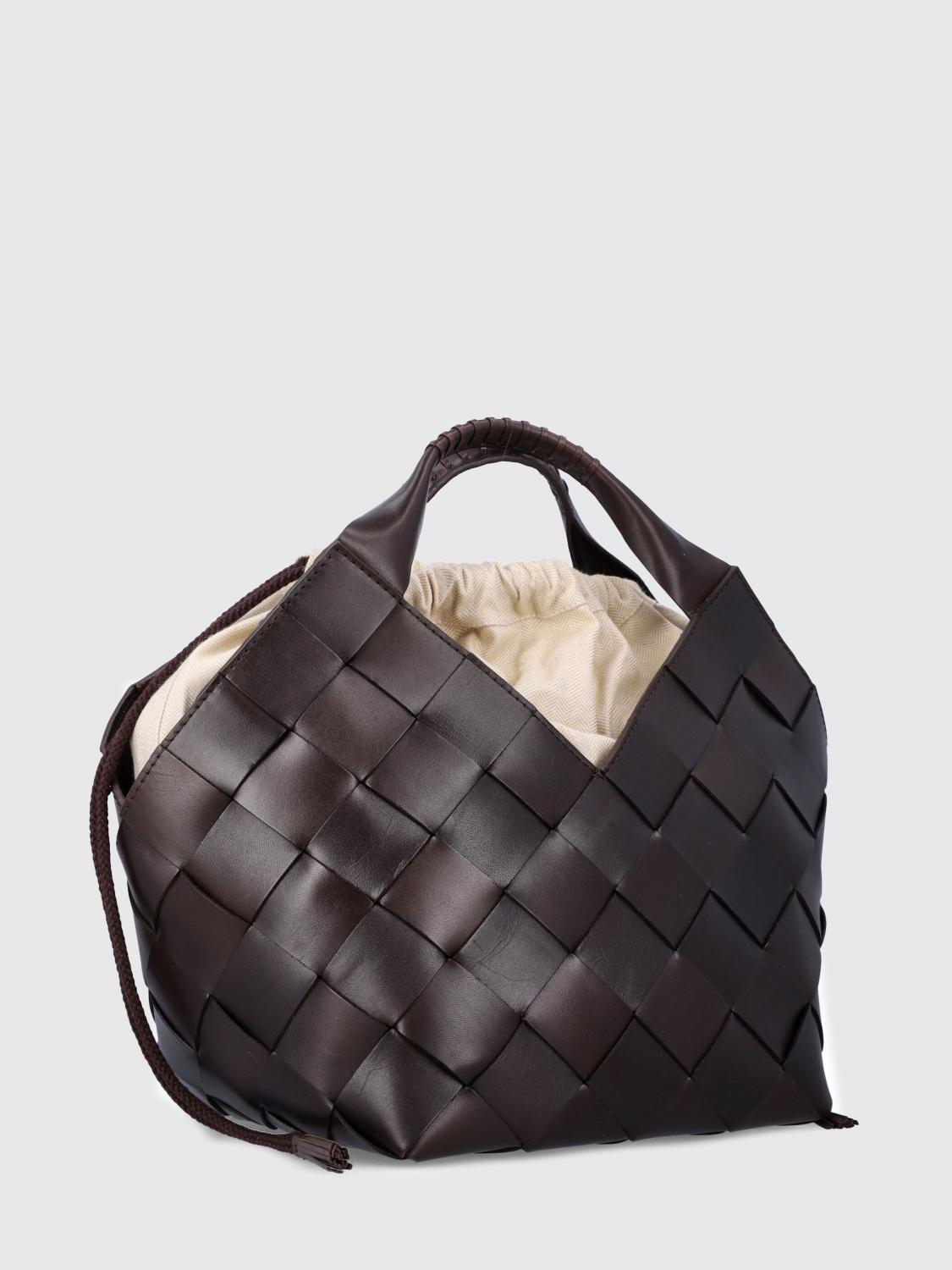 DRAGON DIFFUSION BORSA A MANO: Borsa Castello Dragon Diffusion in pelle intrecciata , Marrone - Img 2
