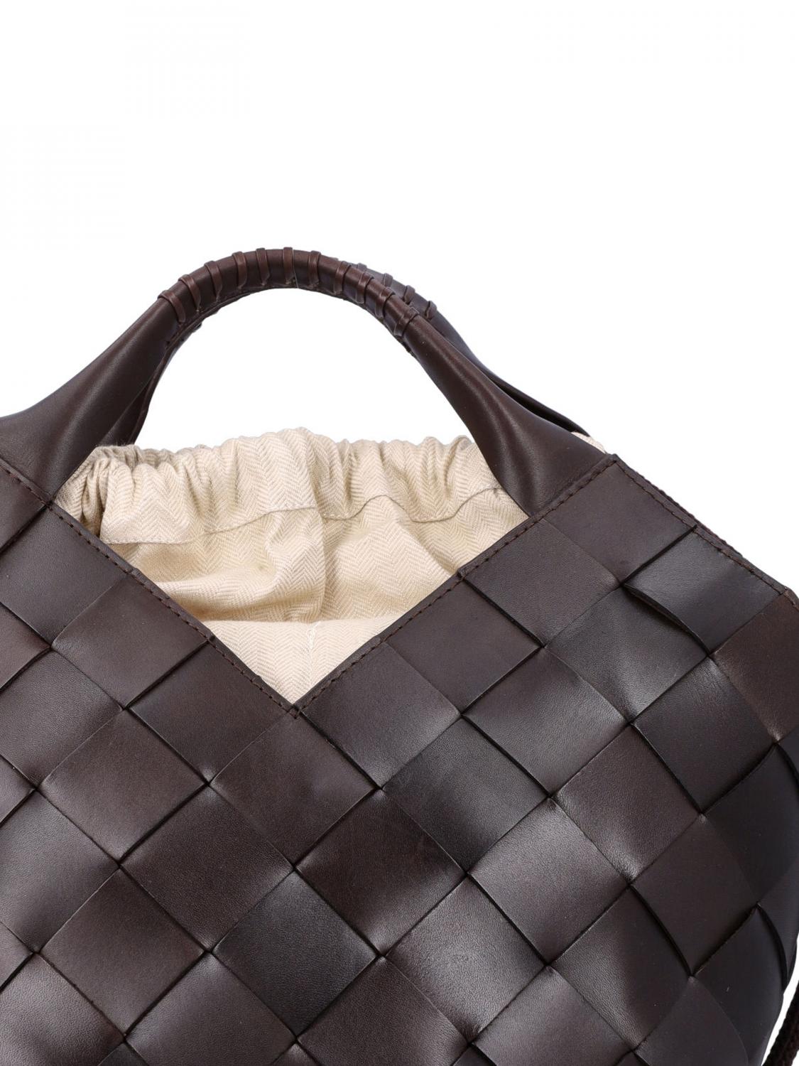 DRAGON DIFFUSION BORSA A MANO: Borsa Castello Dragon Diffusion in pelle intrecciata , Marrone - Img 3