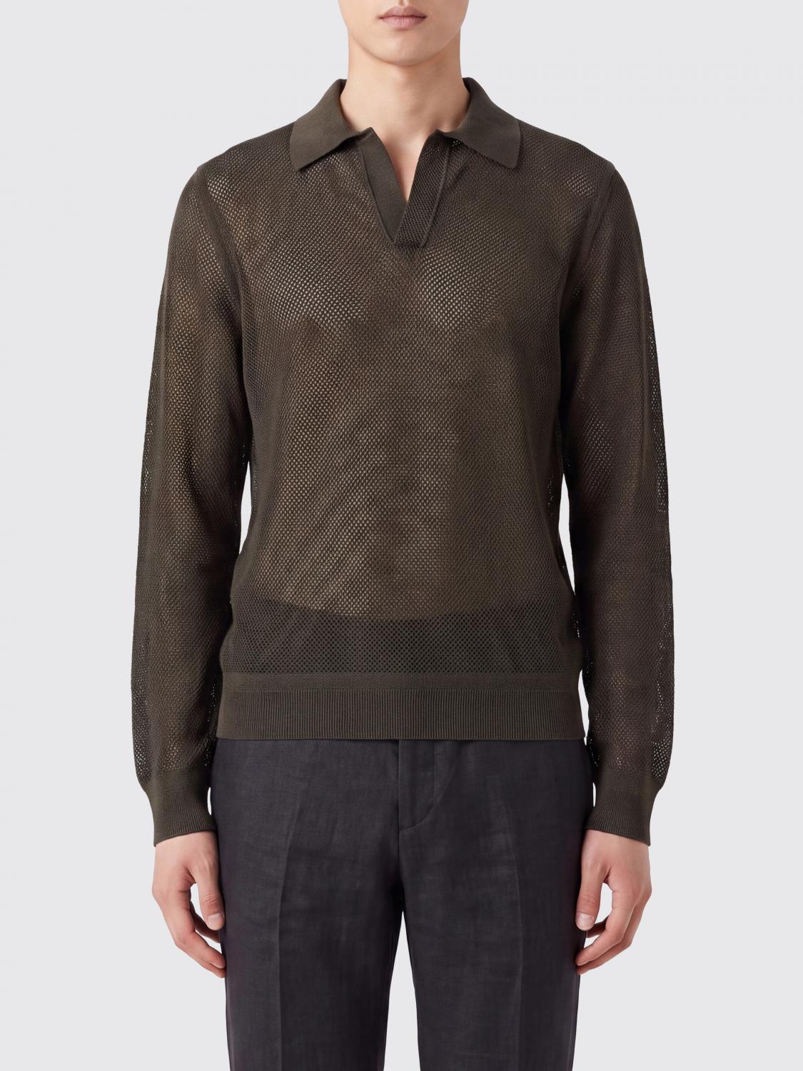TOM FORD POLO SHIRT: Tom Ford Knit Polo Shirt, Brown - Img 1