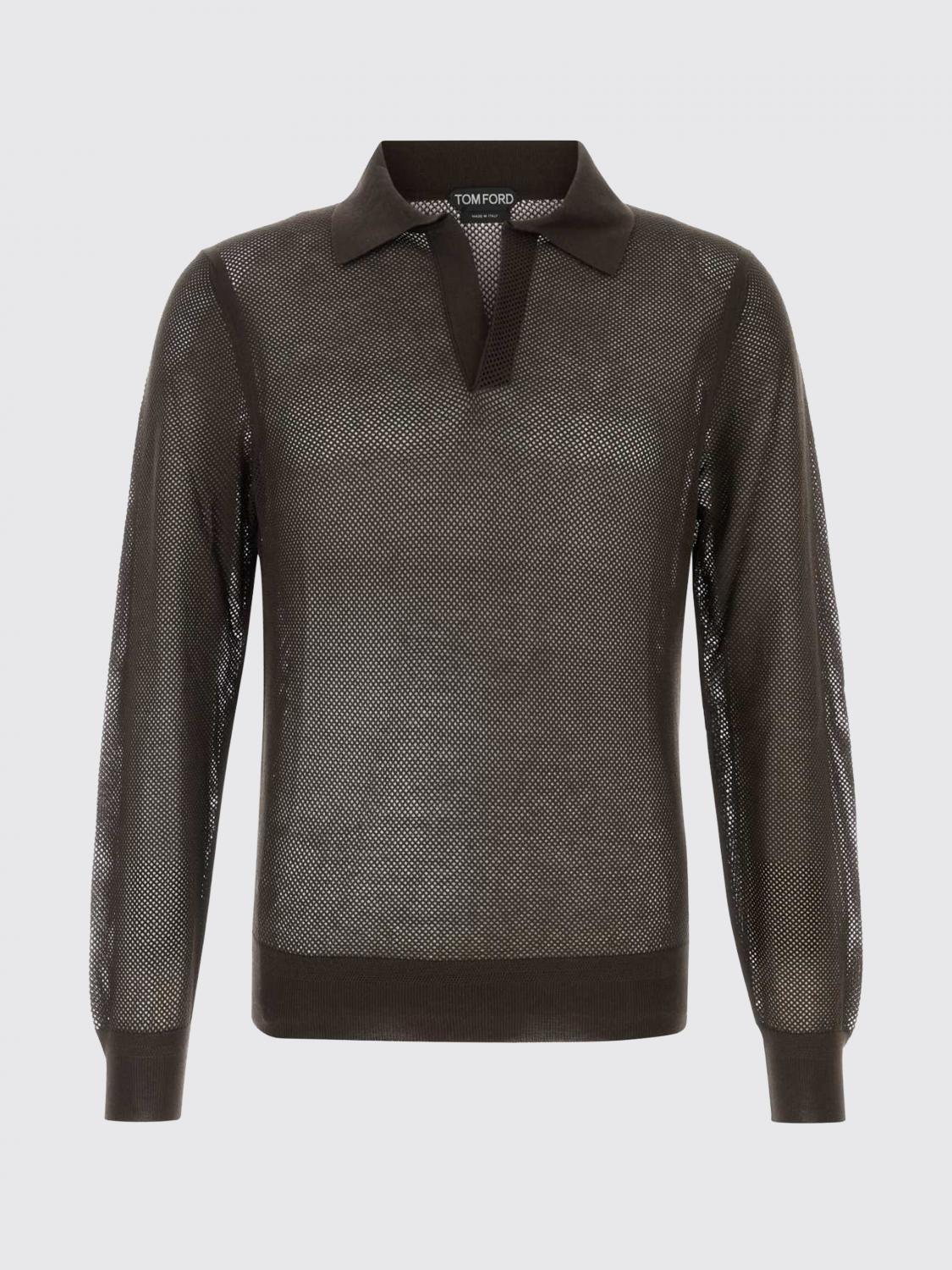TOM FORD POLO SHIRT: Tom Ford Knit Polo Shirt, Brown - Img 2