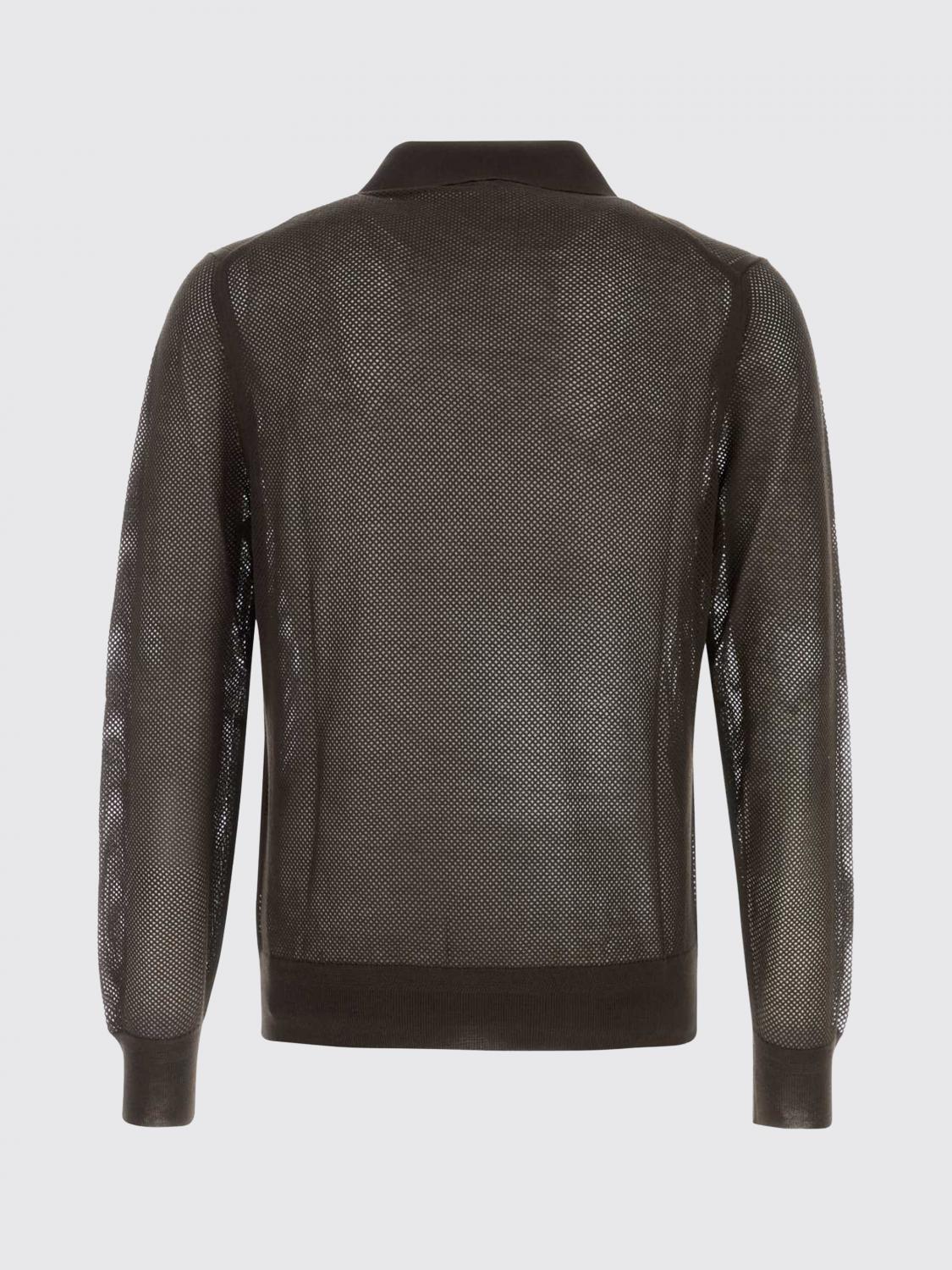 TOM FORD POLO SHIRT: Tom Ford Knit Polo Shirt, Brown - Img 3