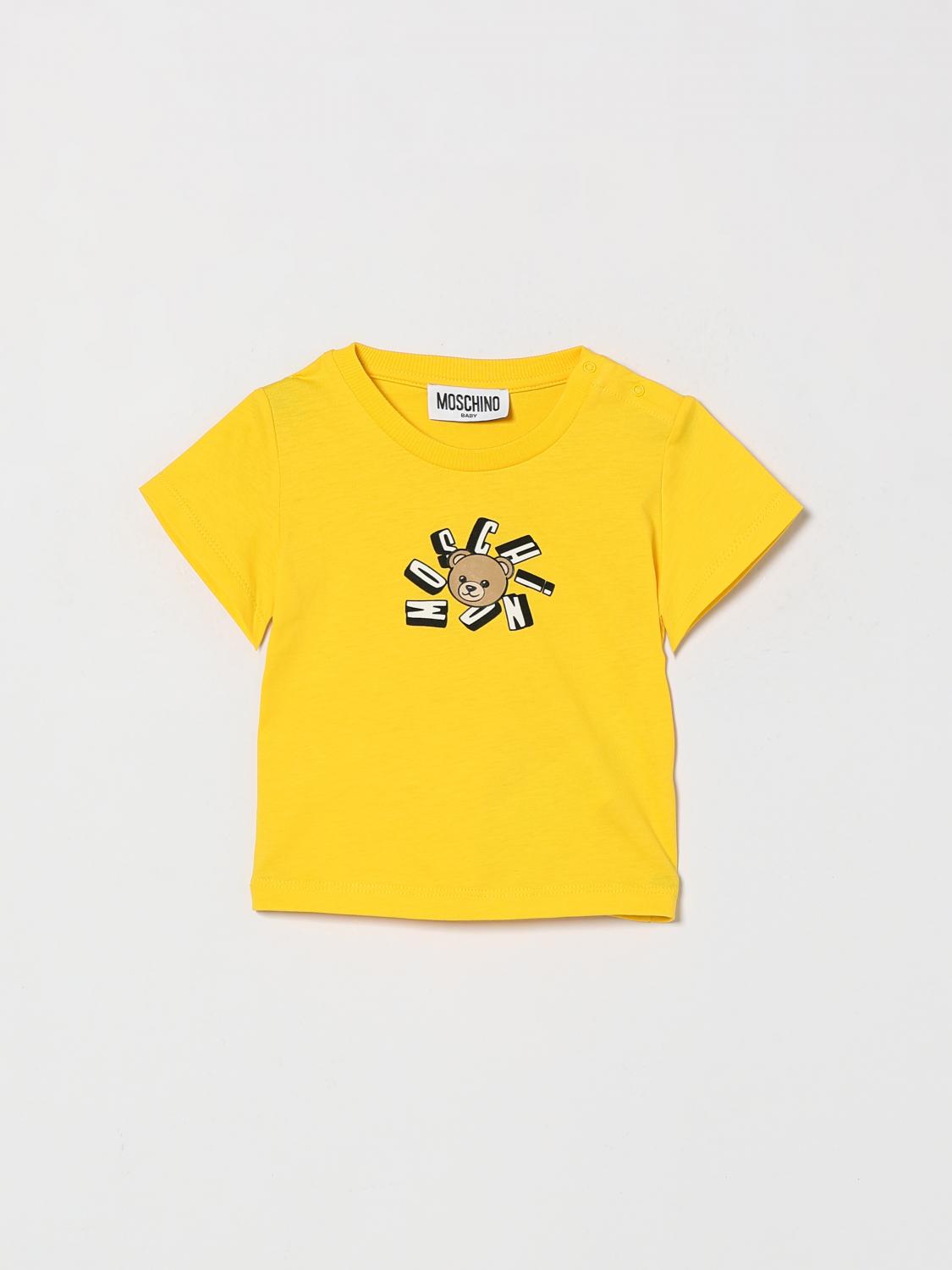 MOSCHINO T-SHIRT: T-shirt en coton avec logo Teddy Moschino, Jaune - Img 1
