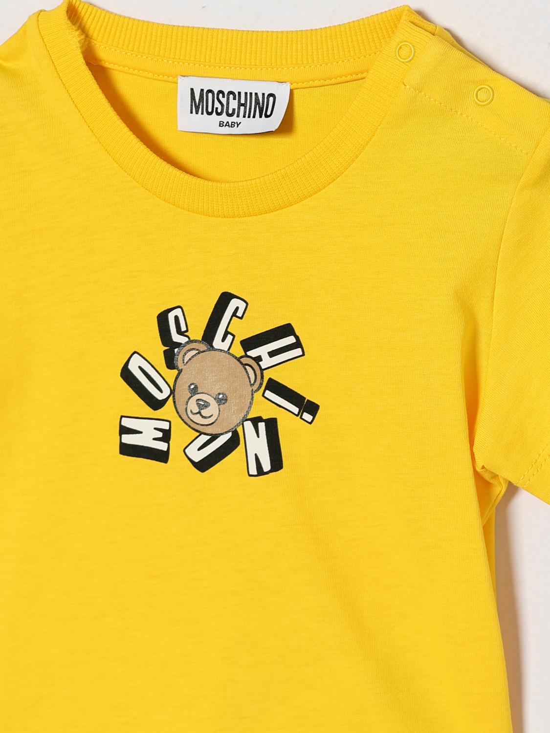 MOSCHINO T-SHIRT: T-shirt en coton avec logo Teddy Moschino, Jaune - Img 3