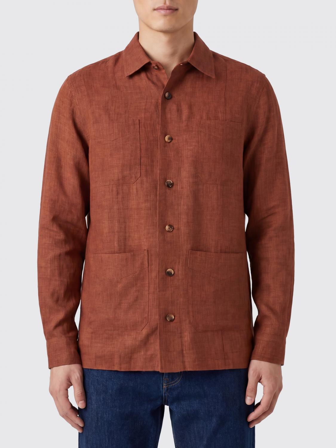 BRUNELLO CUCINELLI HEMD: Leinenhemd Brunello Cucinelli, Rot - Img 1