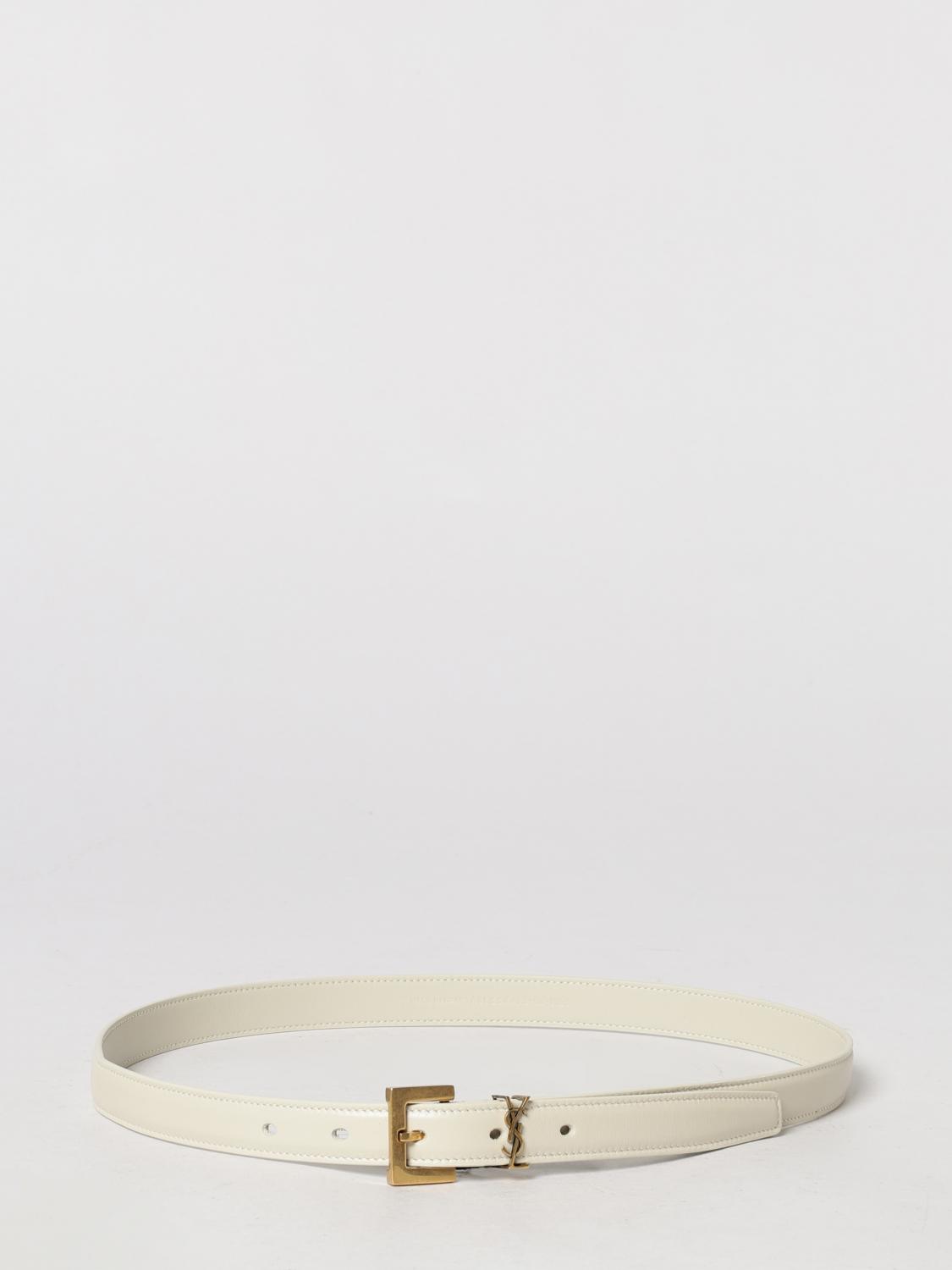 SAINT LAURENT CINTURA: Cintura Cassandre Saint Laurent in pelle , Bianco - Img 1