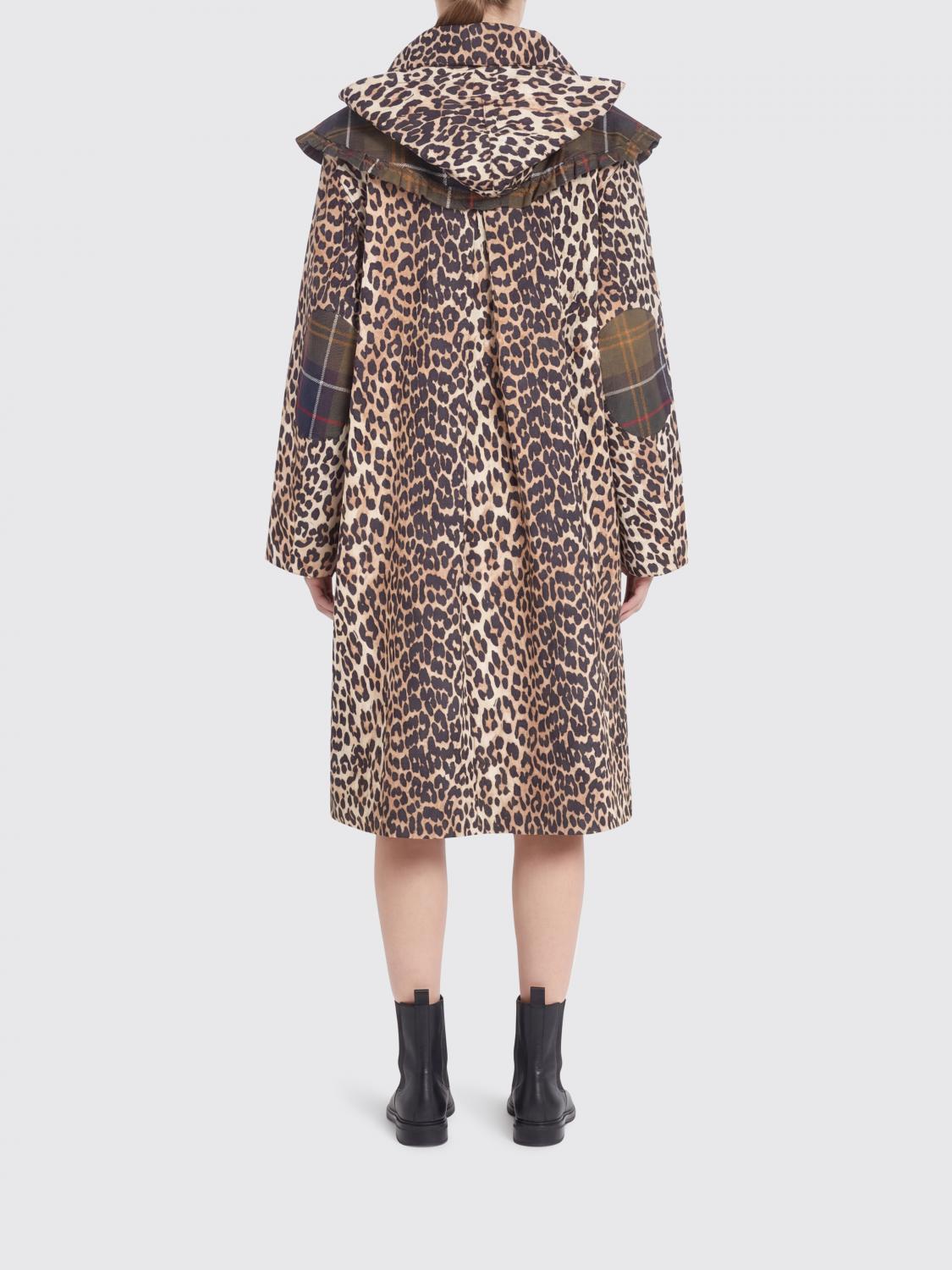 BARBOUR X GANNI GIACCA: Parka Impermeabile Leopardato Barbour x Ganni, Marrone - Img 2