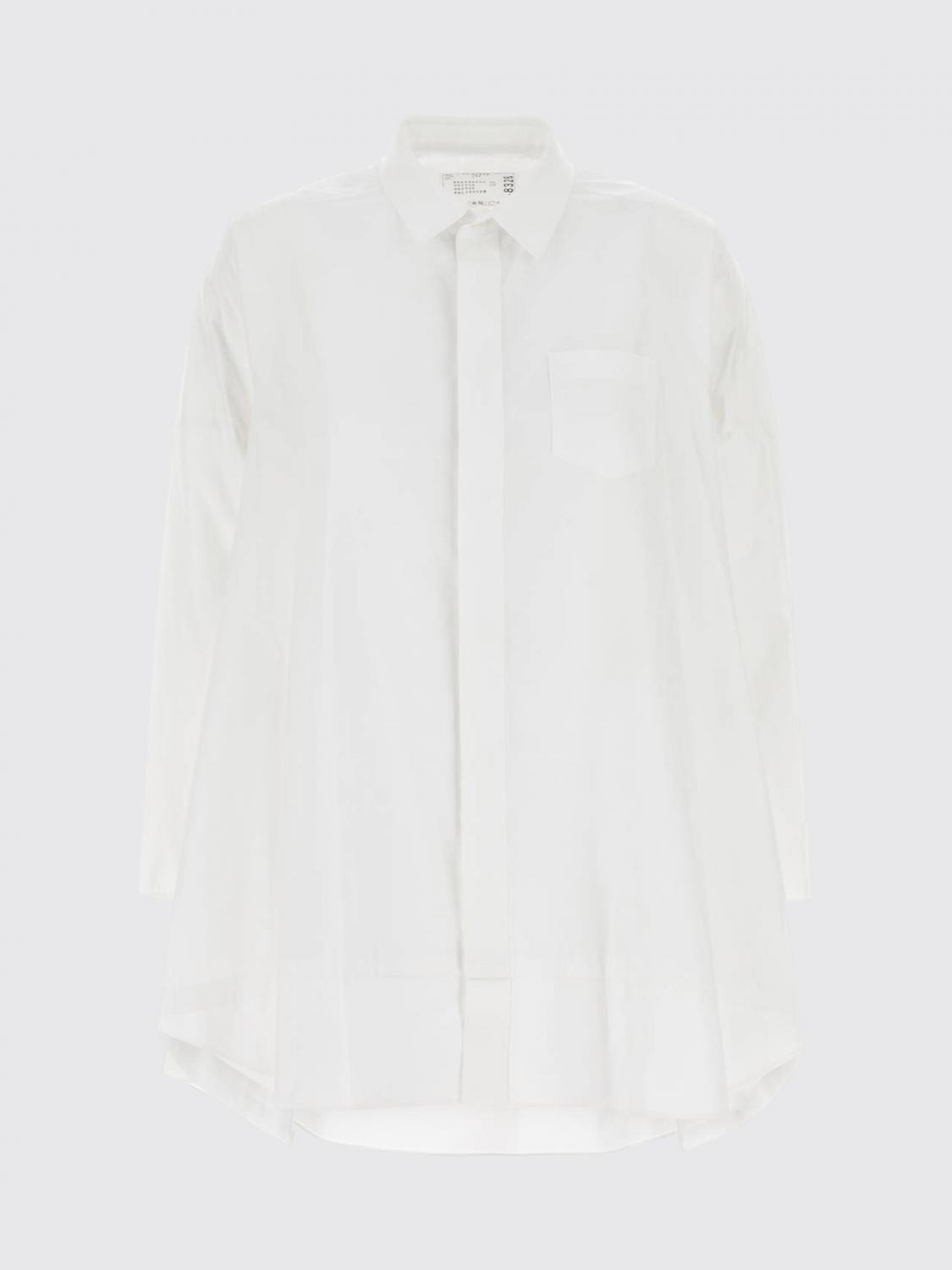 SACAI CAMICIA: Camicia Sacai in misto cotone a righe , Bianco - Img 2