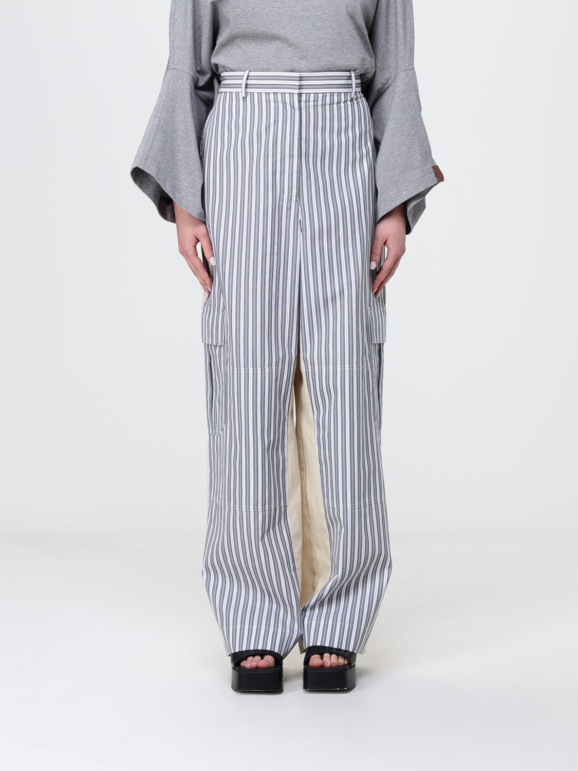 STELLA MCCARTNEY PANTALONI: Pantaloni cargo Stella McCartney in cotone a righe, Grigio - Img 1