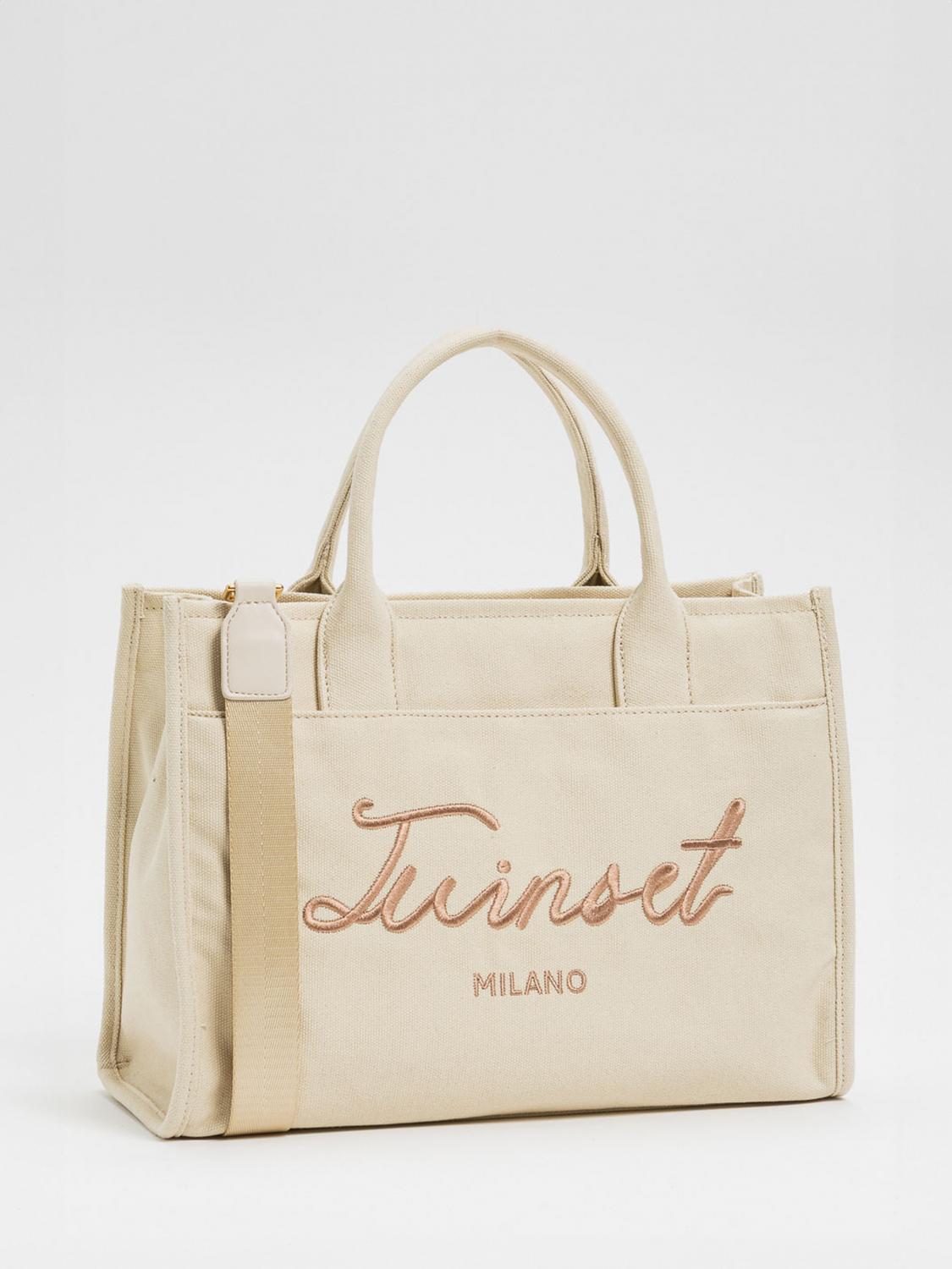 TWINSET BORSA A MANO: Borsa Signature Twinset in canvas , Sabbia - Img 3