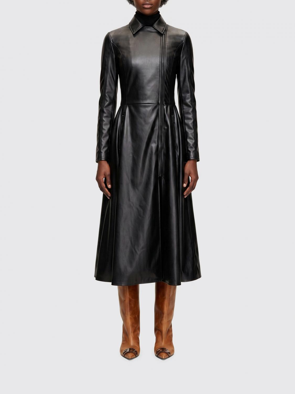 DIESEL ABITO: Abito D-Ragon midi Diesel in pelle sintetica , Nero - Img 1