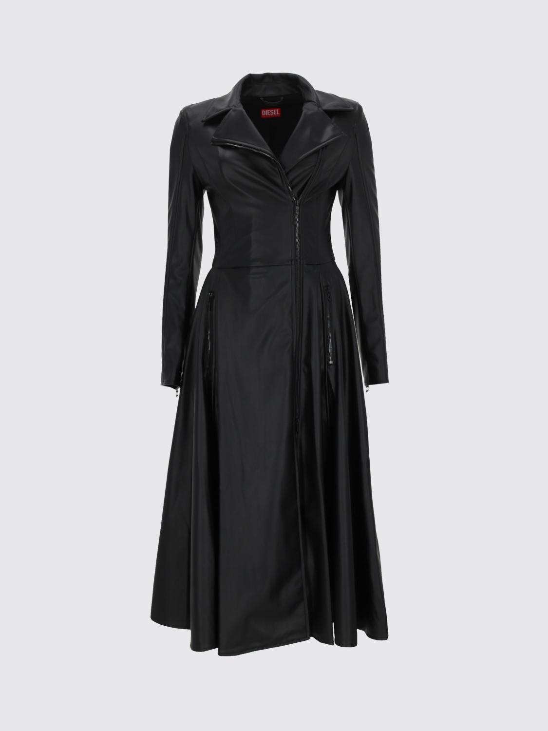 DIESEL ABITO: Abito D-Ragon midi Diesel in pelle sintetica , Nero - Img 2