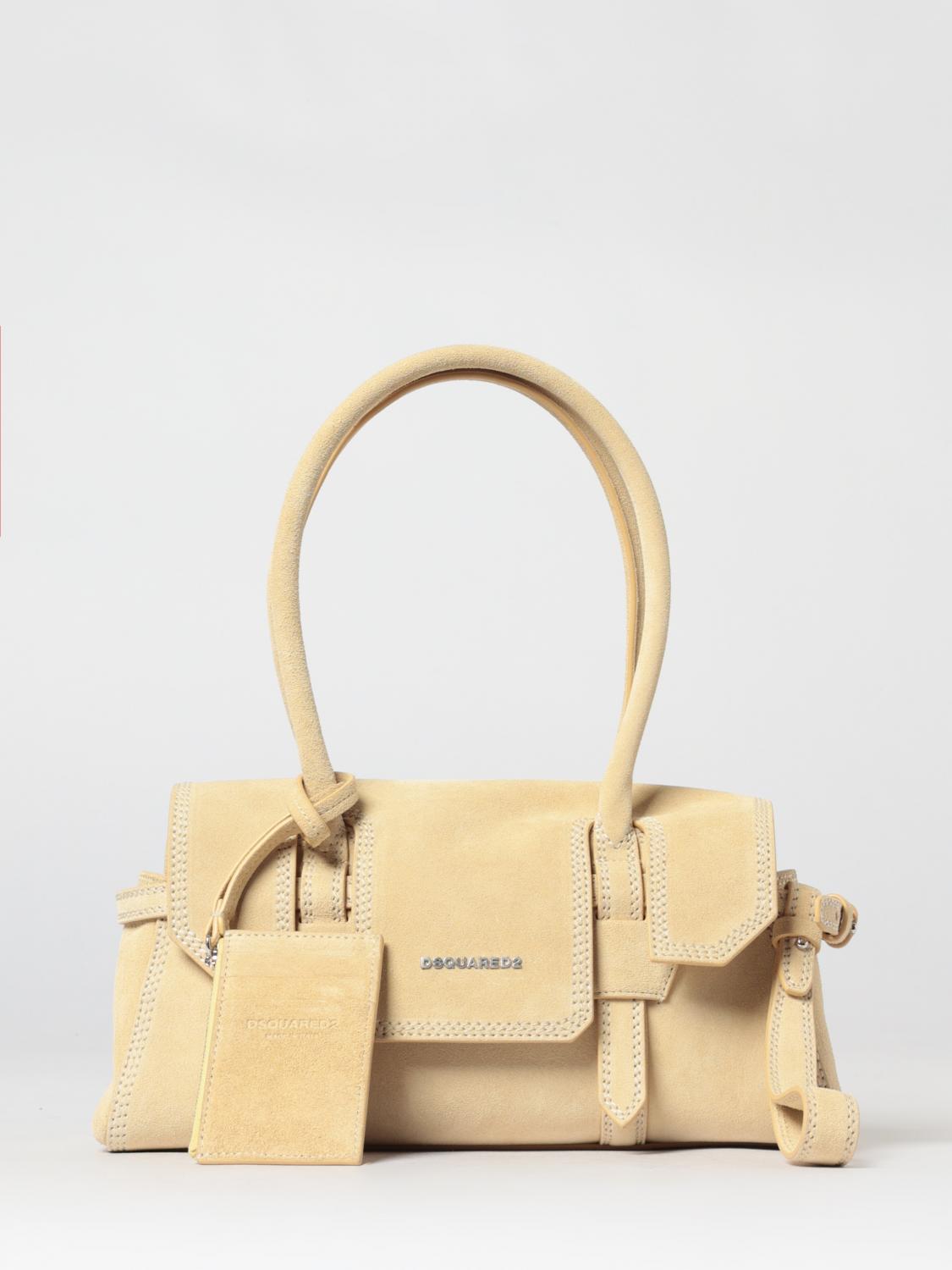 DSQUARED2 BORSA A SPALLA: Borsa a spalla in pelle scamosciata Dsquared2, Giallo - Img 1