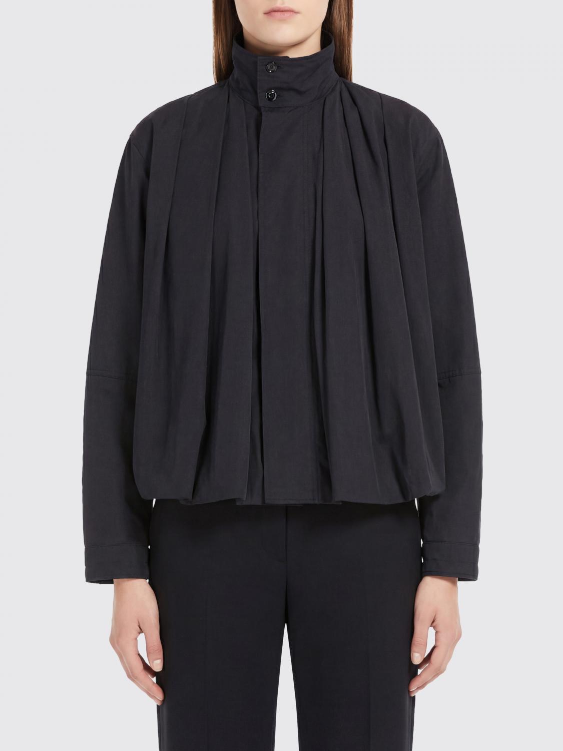 LEMAIRE CHAQUETA: Chaqueta Lemaire de algodón drapeado, Azul Oscuro - Img 1