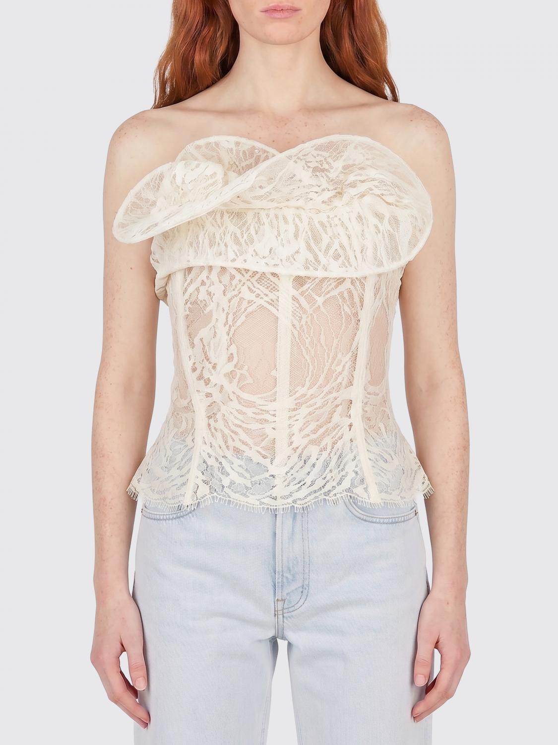 MAGDA BUTRYM TOP: Top busiter Magda Butrym in pizzo , Crema - Img 1