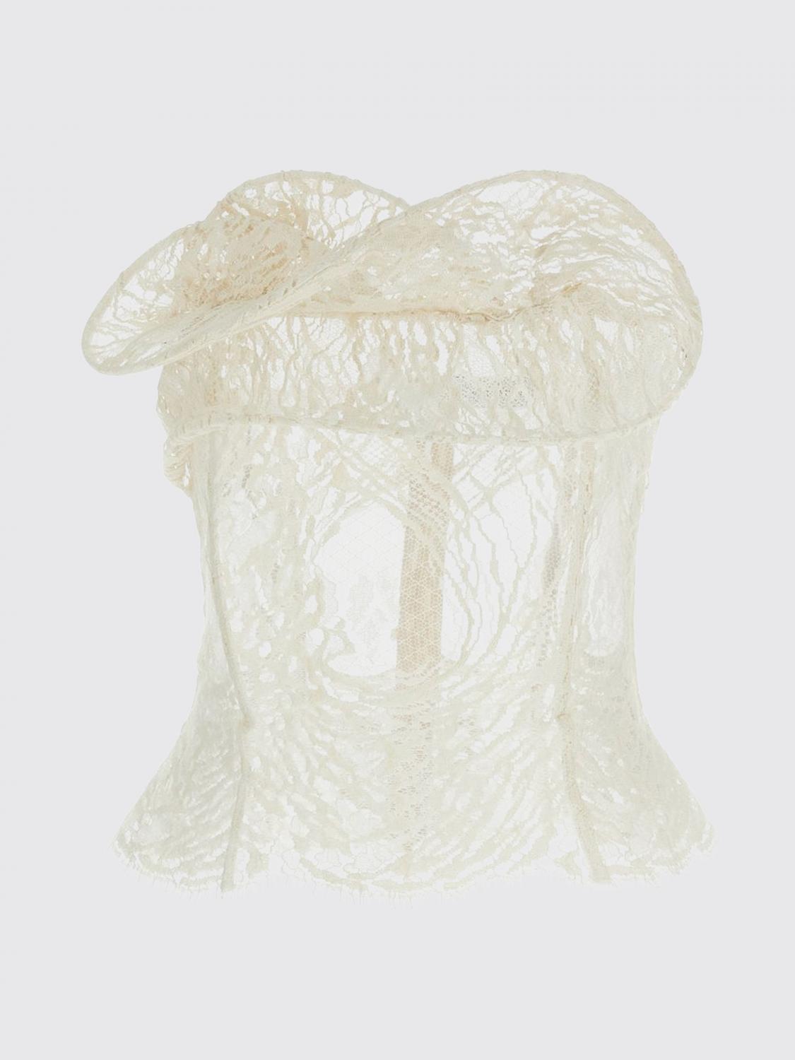 MAGDA BUTRYM TOP: Top busiter Magda Butrym in pizzo , Crema - Img 2