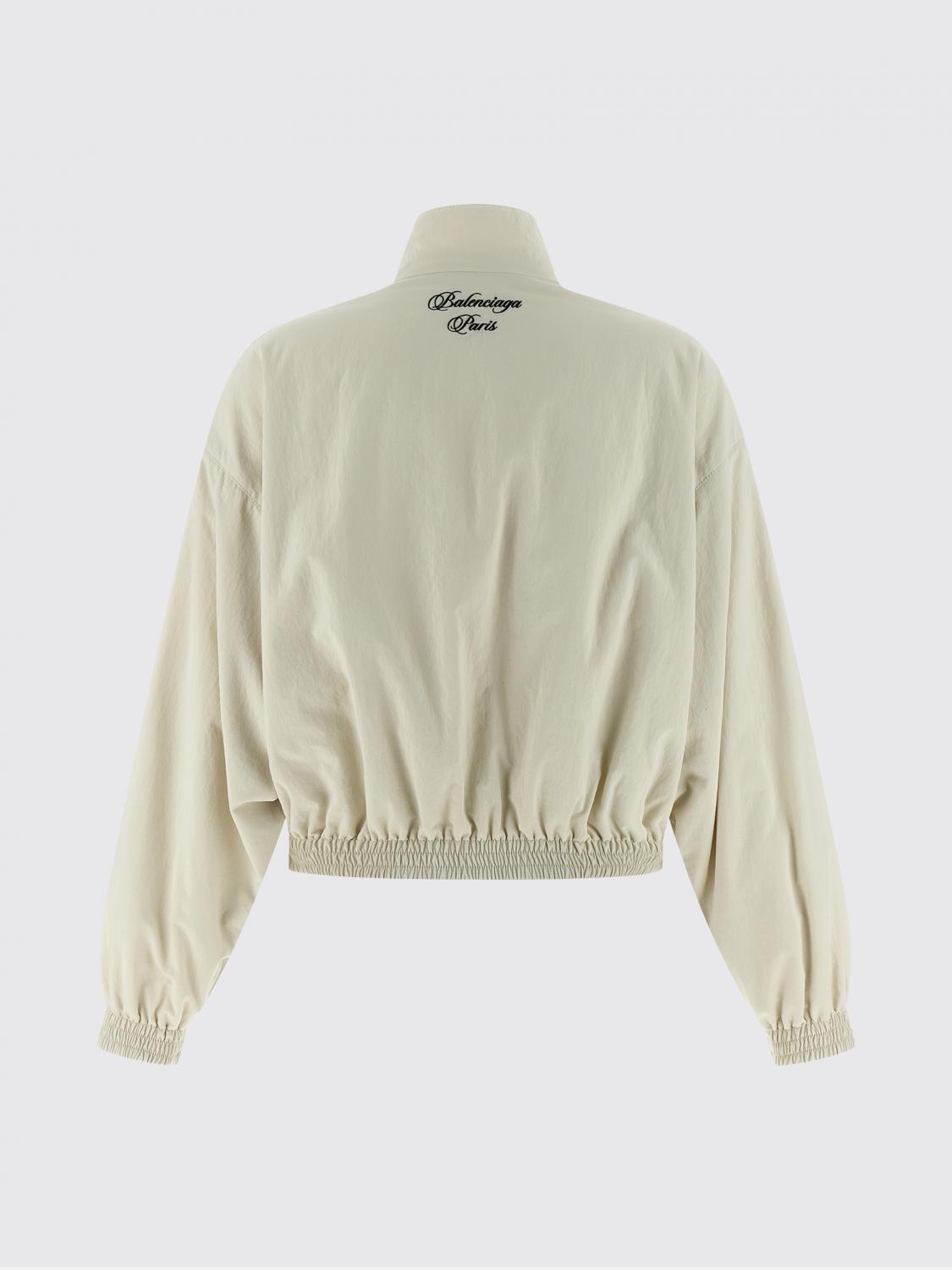 BALENCIAGA GIACCA: Bomber in nylon con logo Balenciaga, Bianco - Img 3