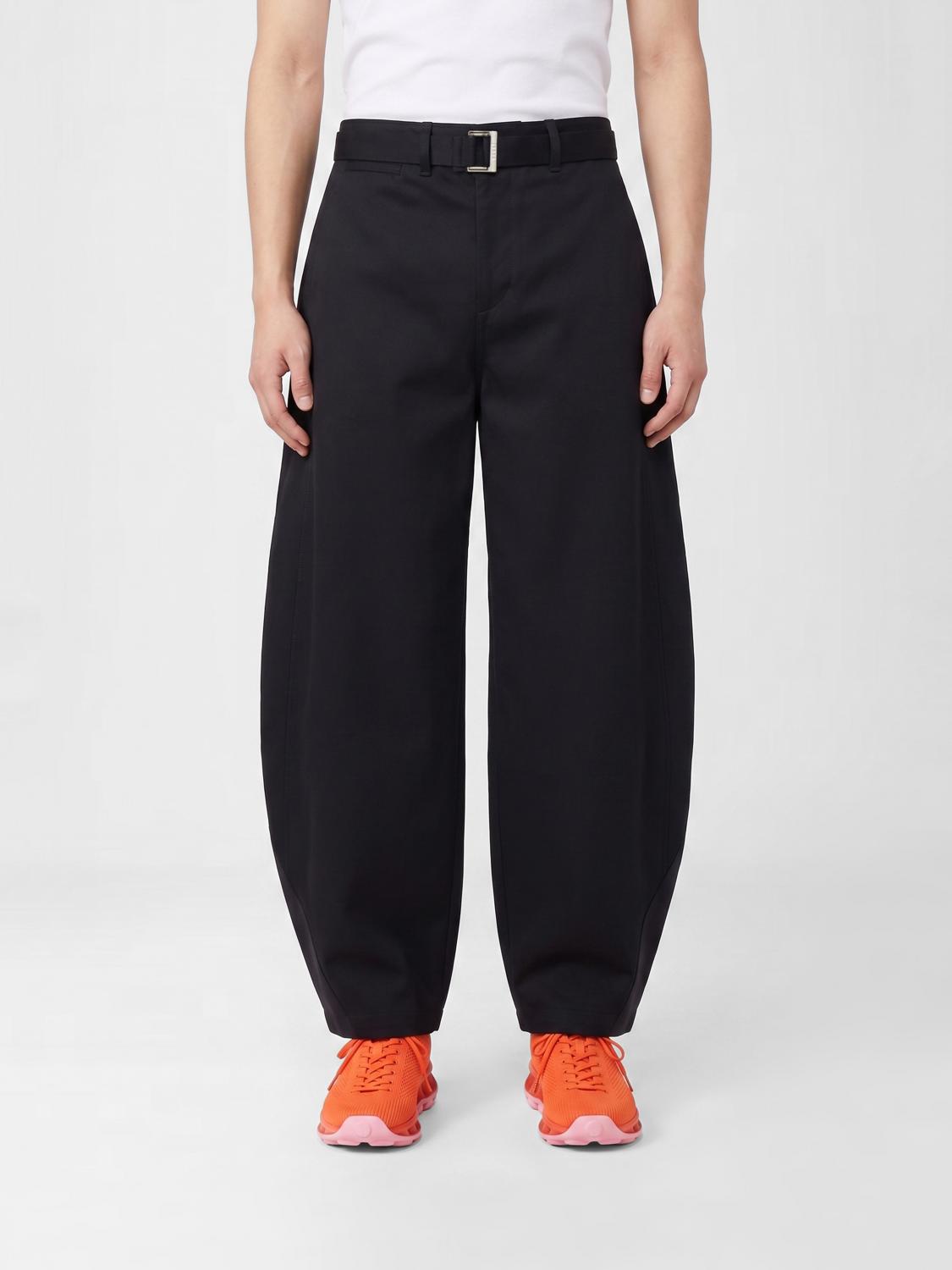 SACAI パンツ: Sacai ワイドレッグコットンパンツ, ブラック - Img 1