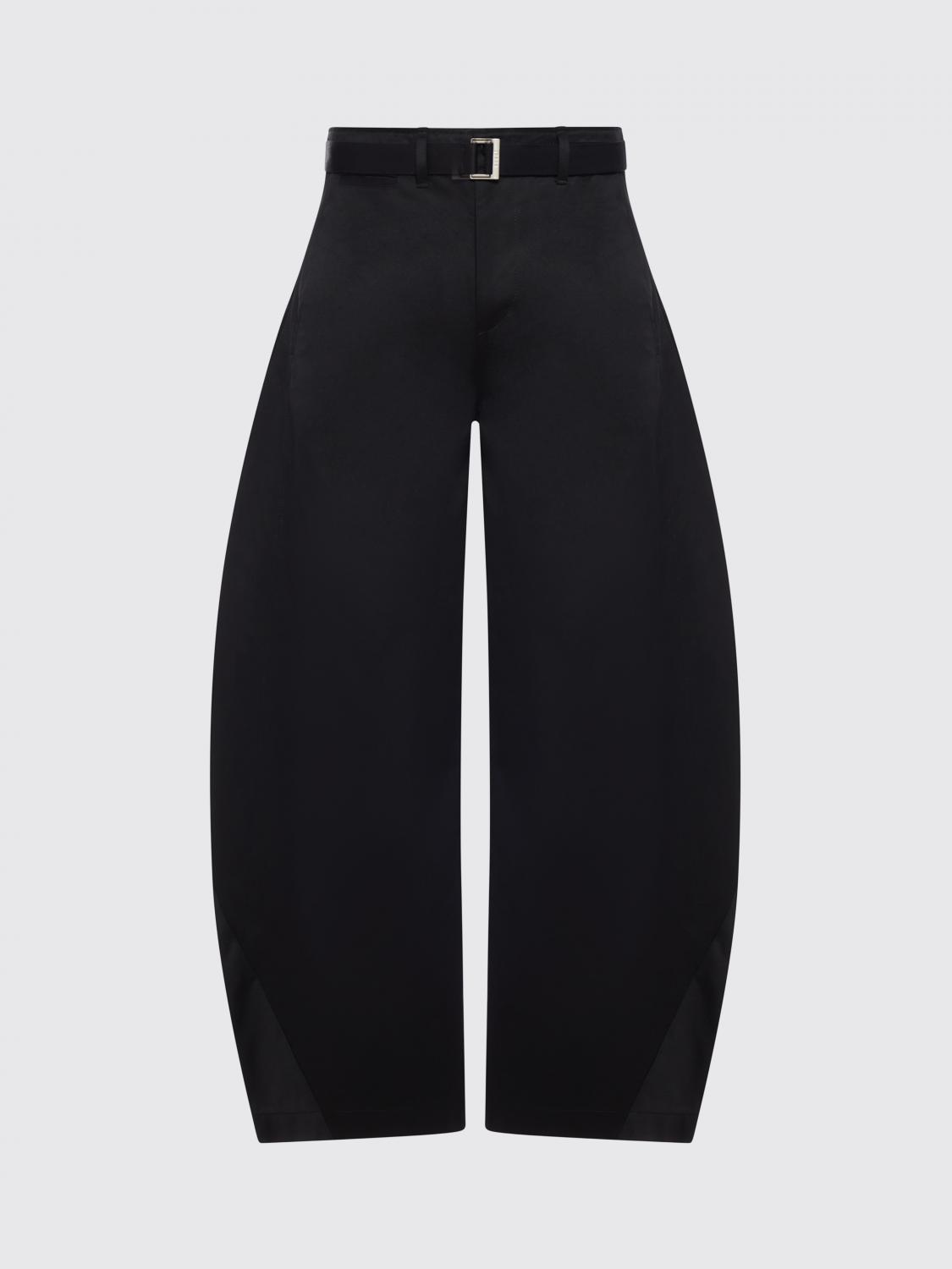 SACAI パンツ: Sacai ワイドレッグコットンパンツ, ブラック - Img 2