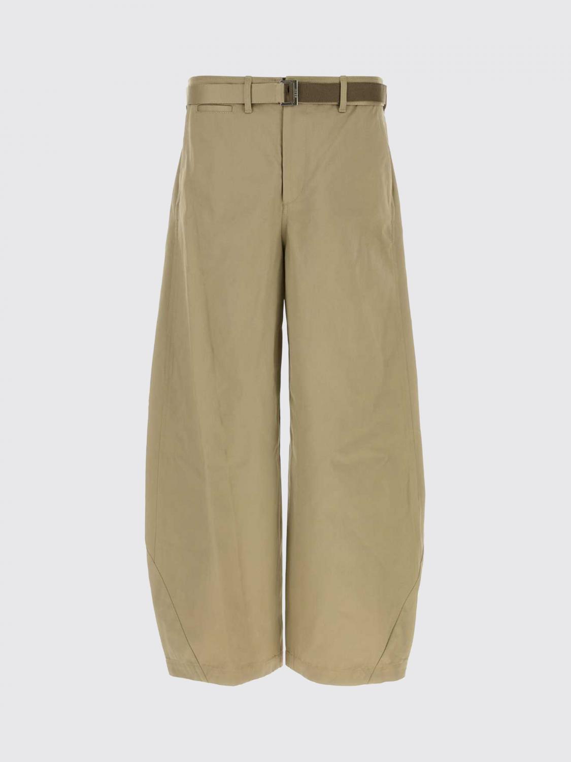 SACAI PANTS: Wide Leg Cotton Trousers Sacai, Beige - Img 2