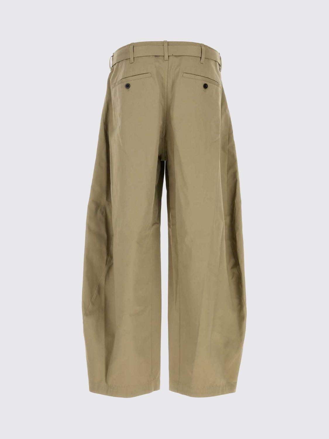 SACAI PANTS: Wide Leg Cotton Trousers Sacai, Beige - Img 3