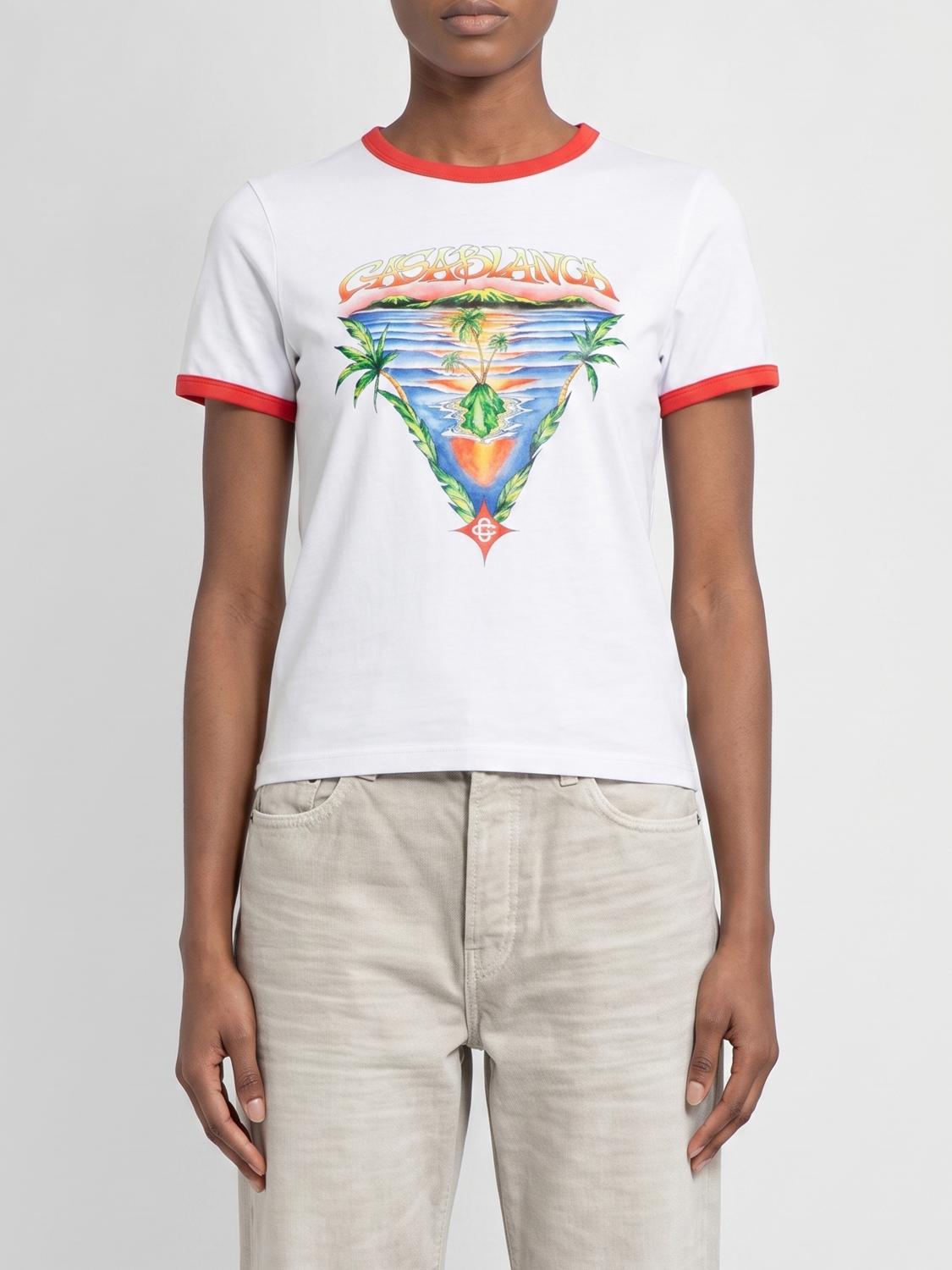 CASABLANCA T-SHIRTS: T-shirt in cotone stampata Casablanca, Bianco - Img 1