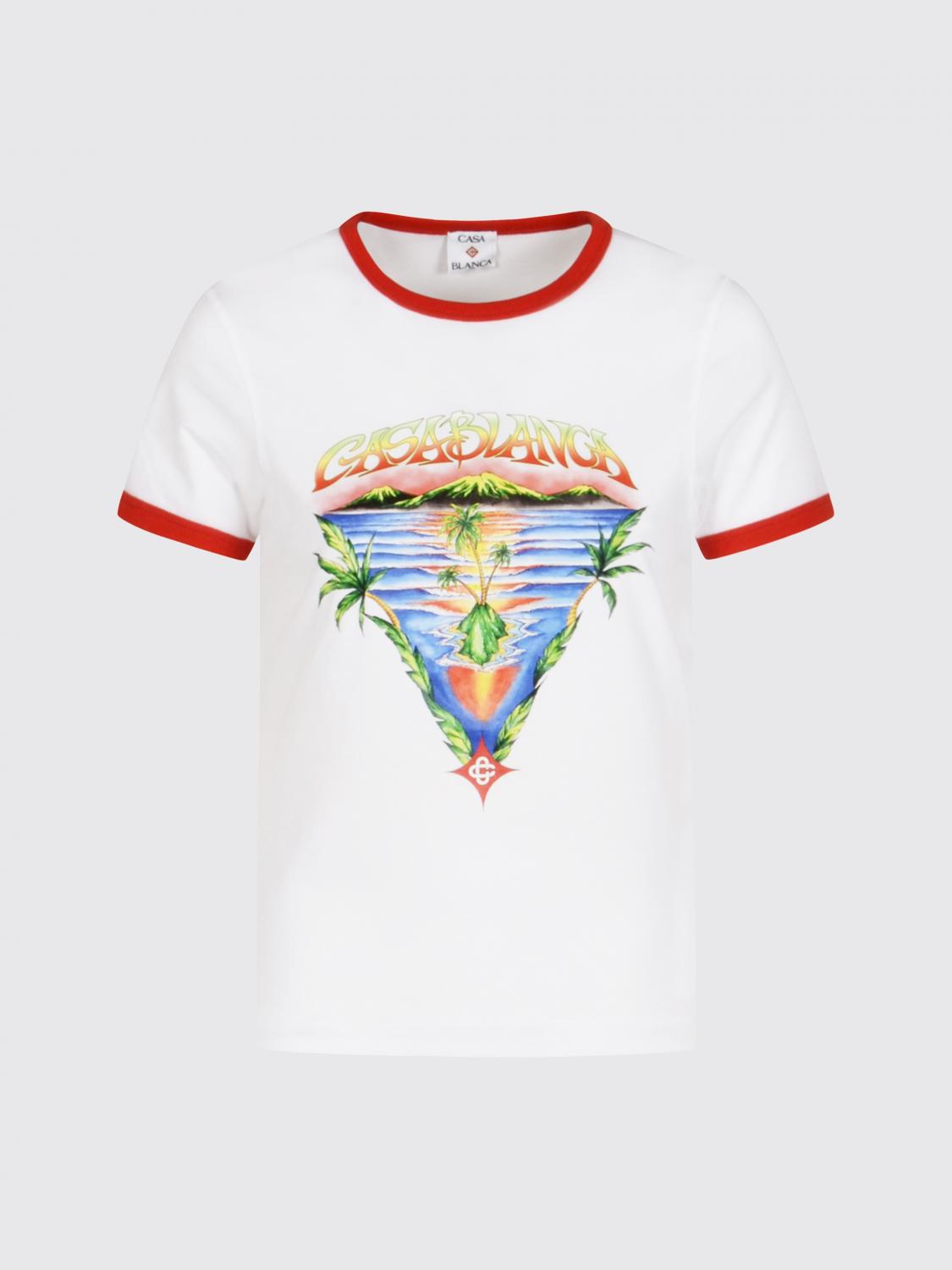 CASABLANCA T-SHIRTS: T-shirt in cotone stampata Casablanca, Bianco - Img 2
