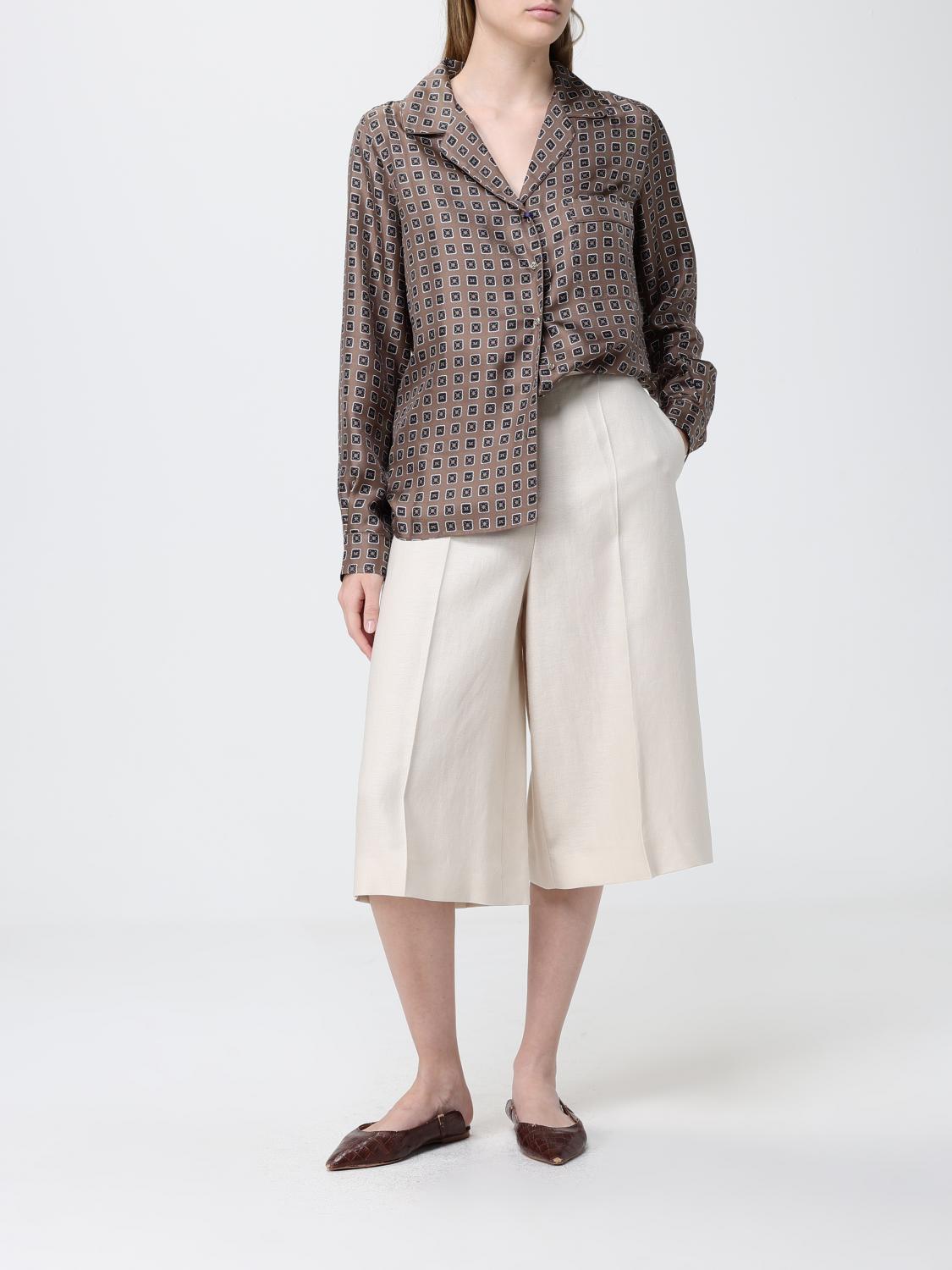 MAX MARA CAMICIA: Camicia Max Mara in seta con motivo geometrica , Fango - Img 2