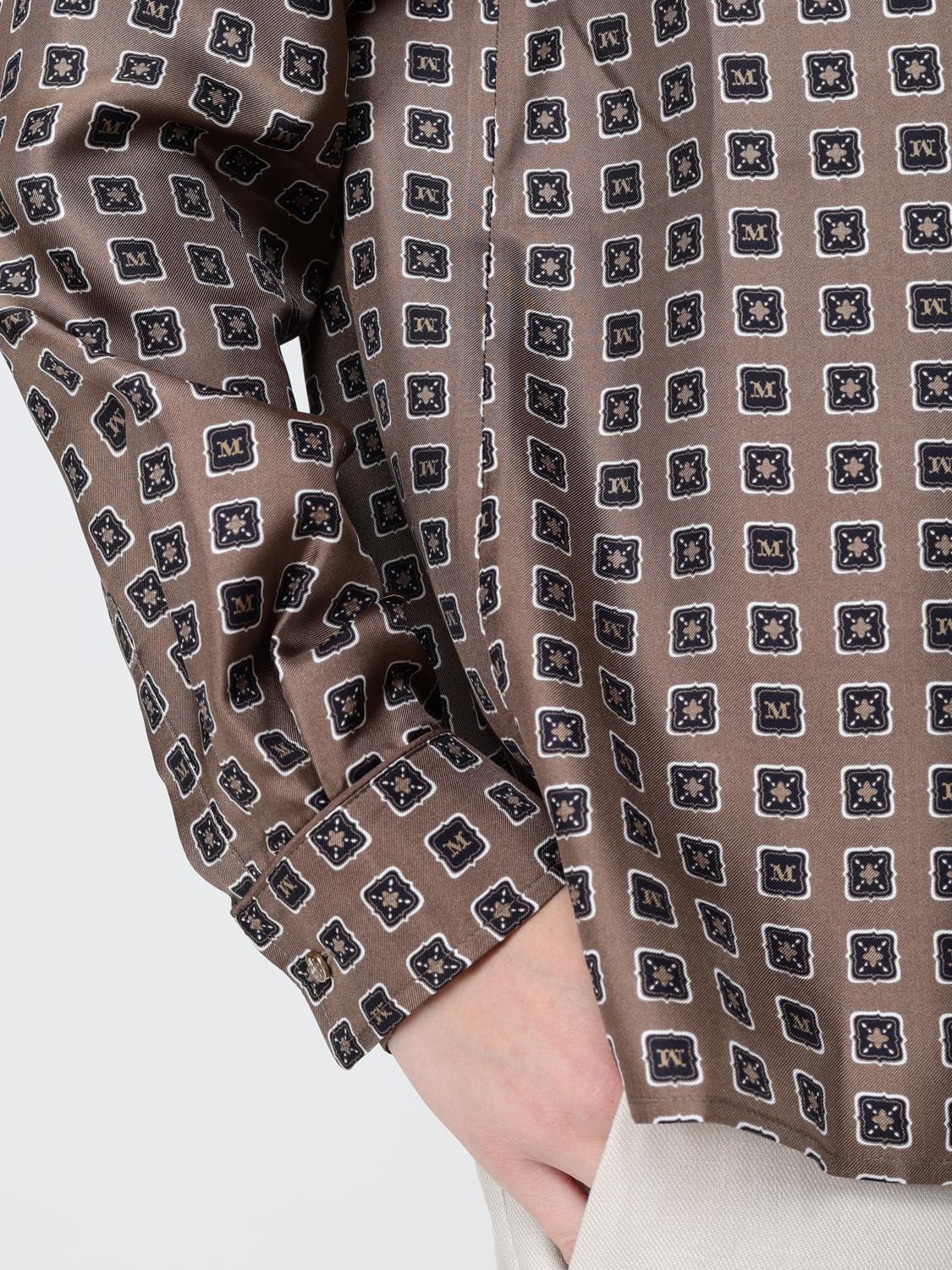 MAX MARA CAMICIA: Camicia Max Mara in seta con motivo geometrica , Fango - Img 5