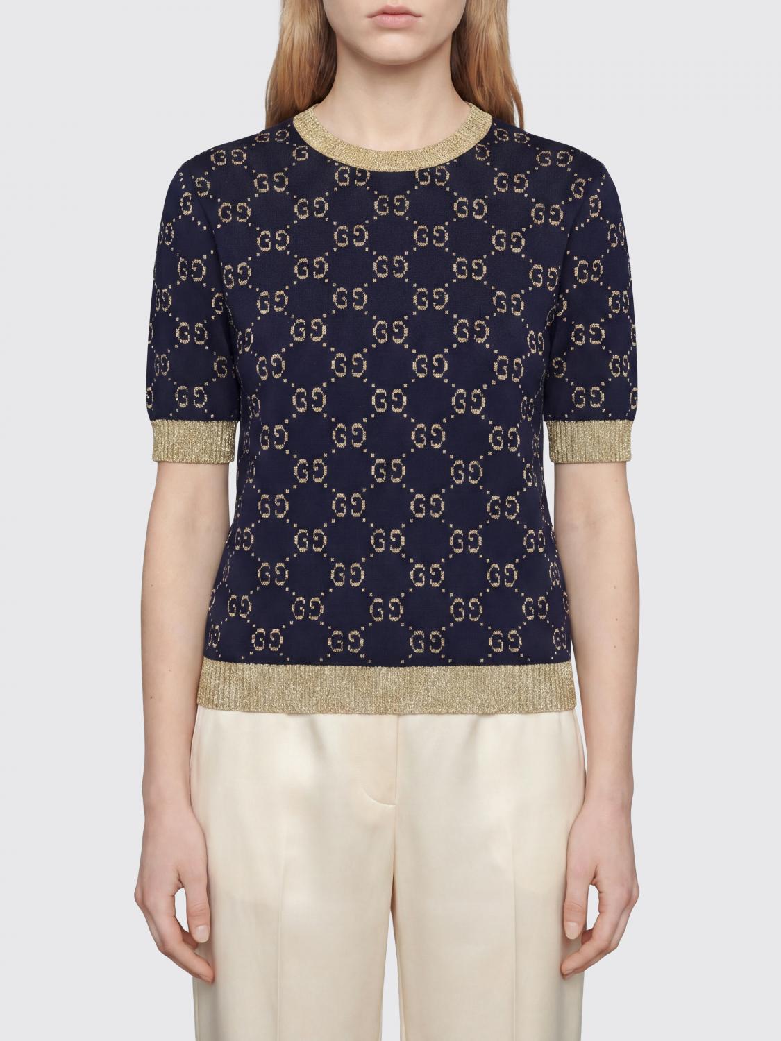 GUCCI MAGLIA: Maglia in misto cotone GG Gucci, Blue - Img 1