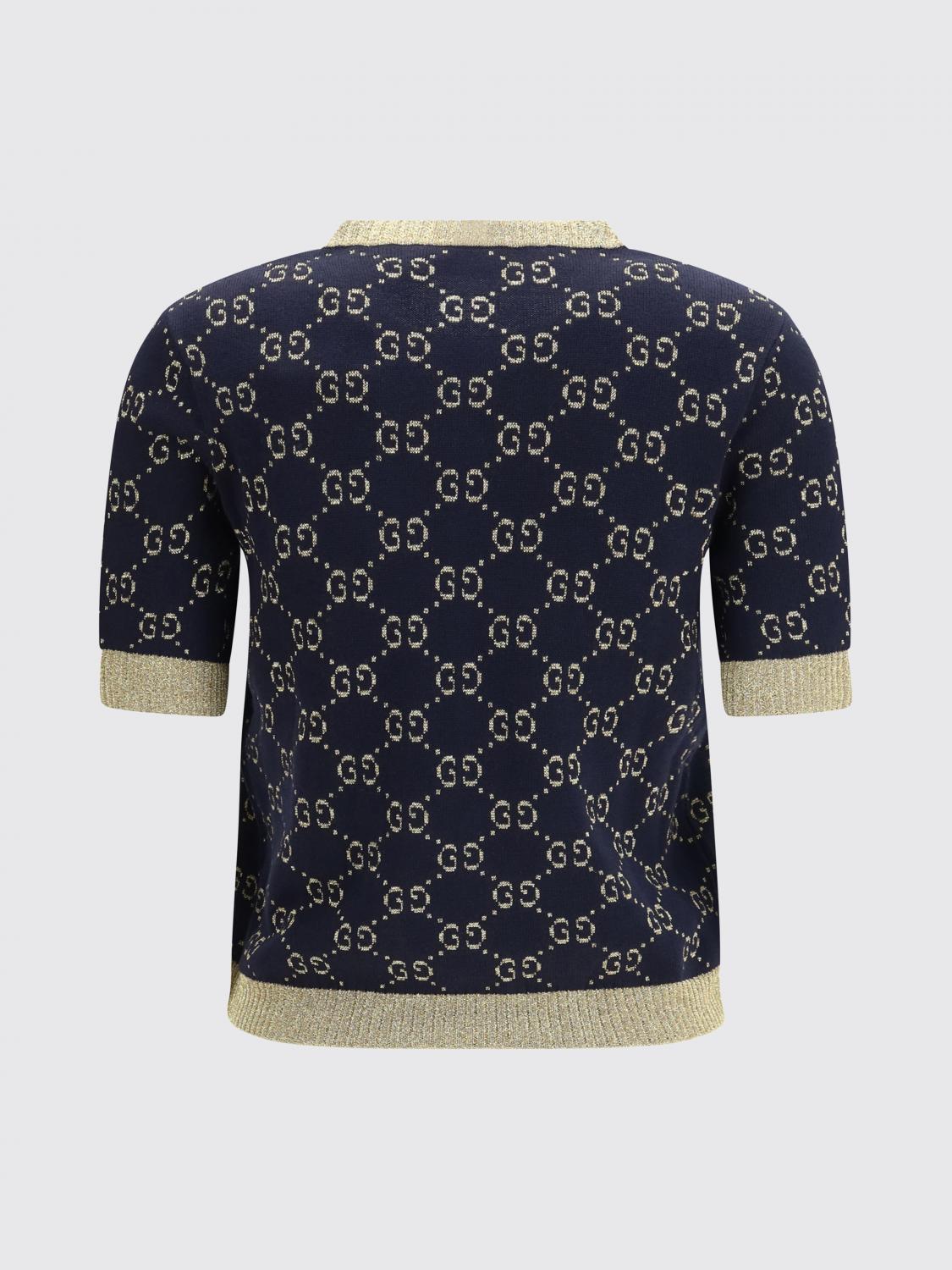 GUCCI MAGLIA: Maglia in misto cotone GG Gucci, Blue - Img 3