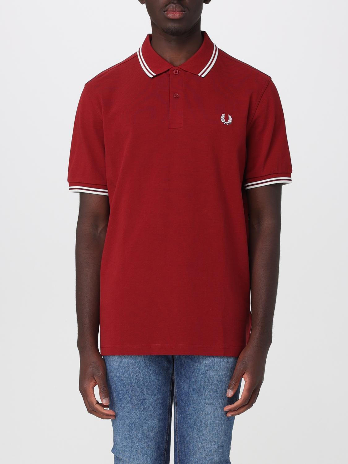 FRED PERRY POLO: Polo in cotone con logo Fred Perry, Rosso - Img 1