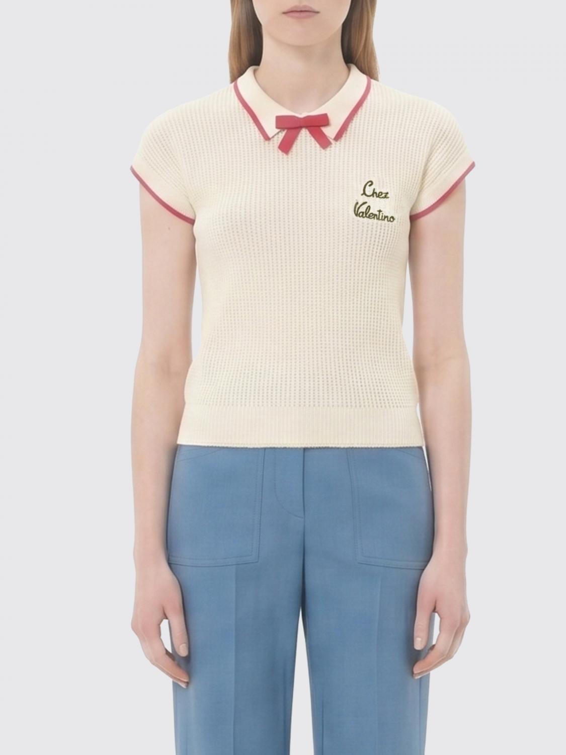 VALENTINO POLO: Polo in misto cotone con logo Valentino, Fantasia - Img 1