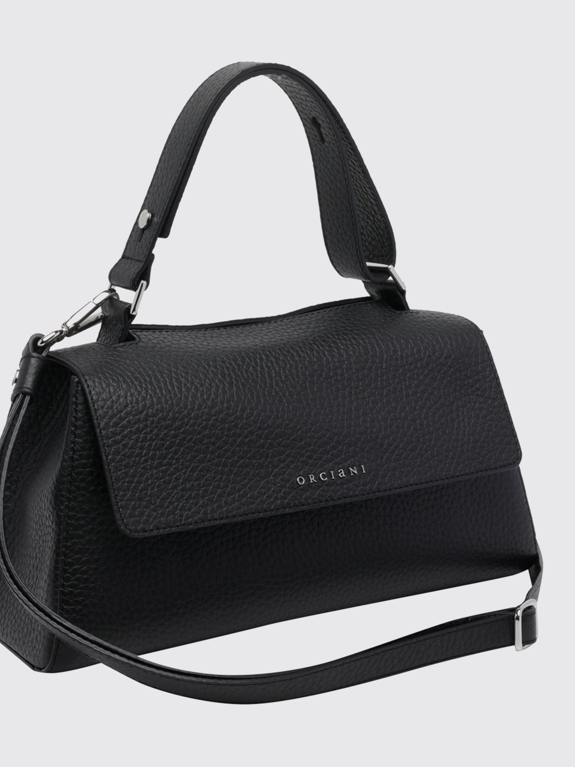 ORCIANI SAC À MAIN: Sac Sveva Longuette en cuir martelé Orciani, Noir - Img 3