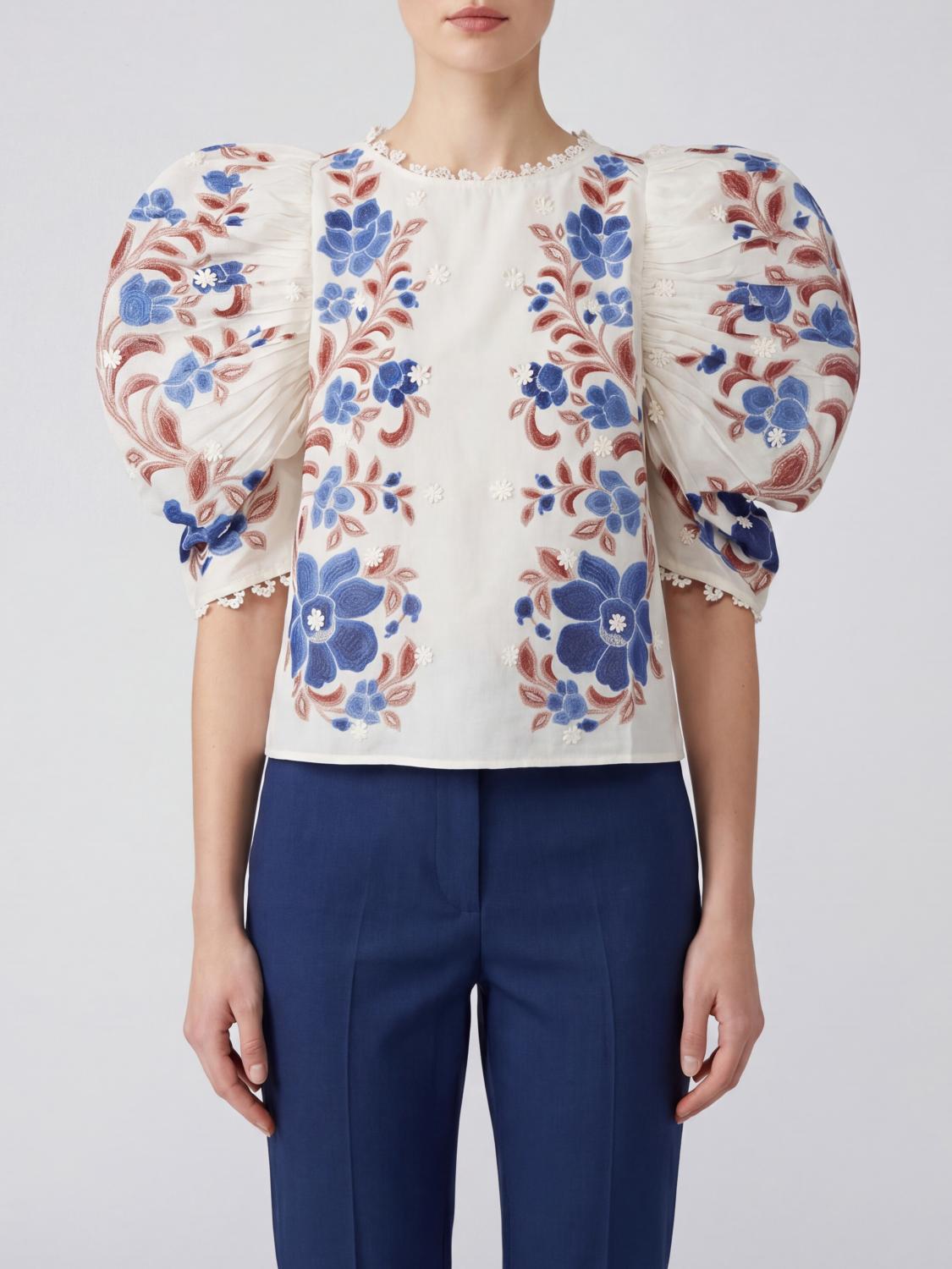 FARM RIO TOP: Top Farm Rio in cotone con stampa floreale , Naturale - Img 1