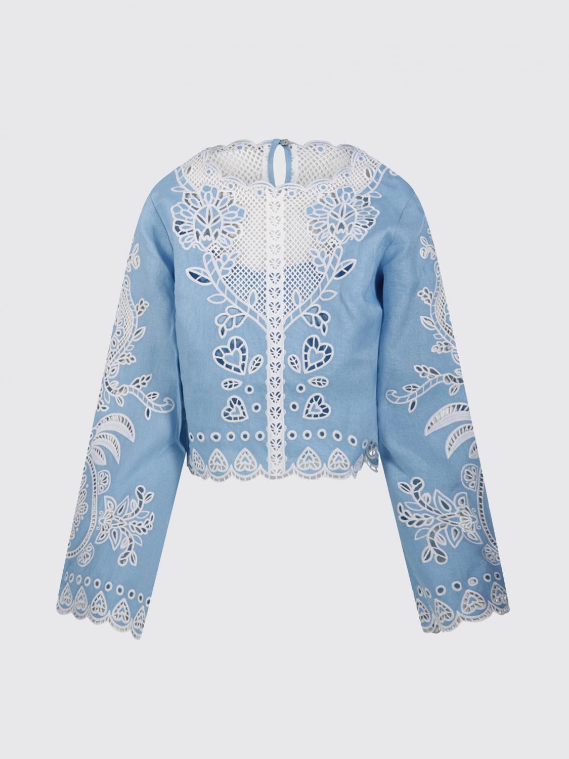 FARM RIO TOP: Blusa Richelieu Farm Rio in lino e Sangallo , Blue - Img 2