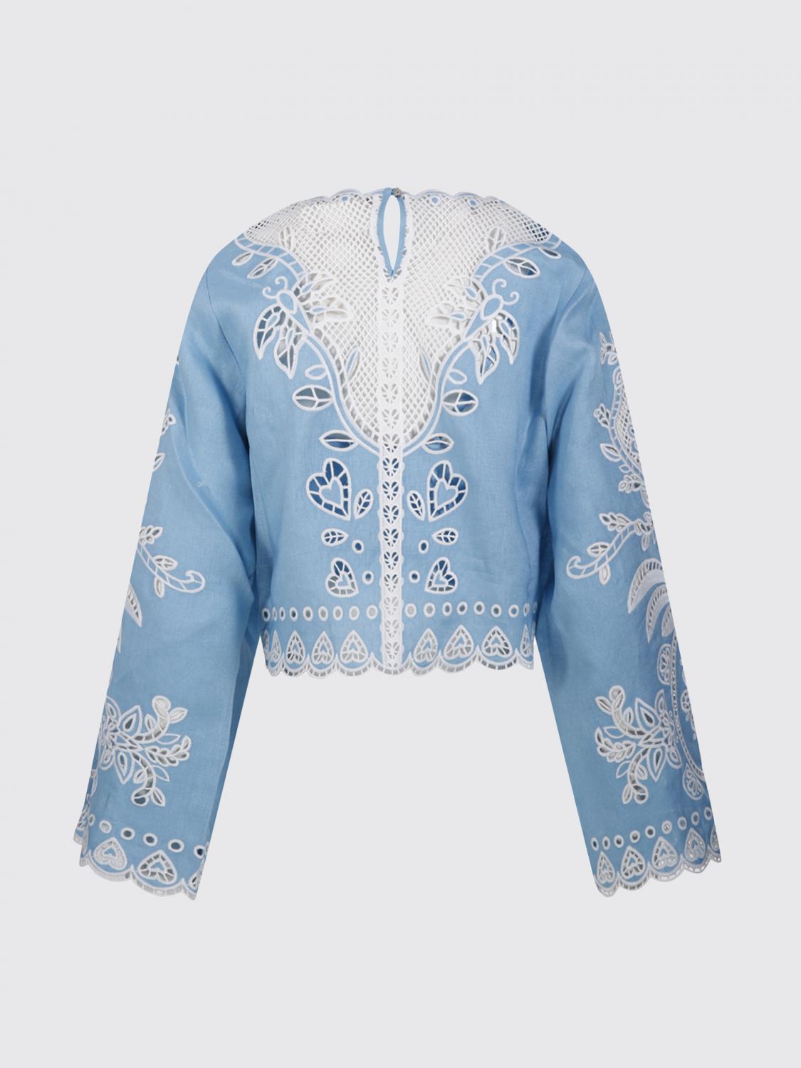 FARM RIO TOP: Blusa Richelieu Farm Rio in lino e Sangallo , Blue - Img 3