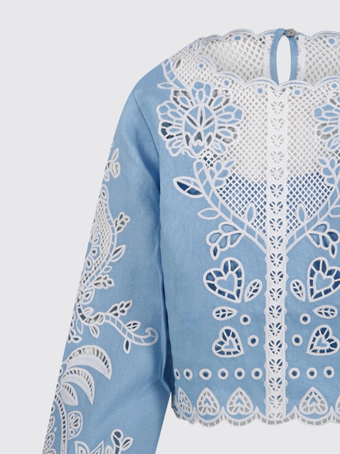 FARM RIO TOP: Blusa Richelieu Farm Rio in lino e Sangallo , Blue - Img 4