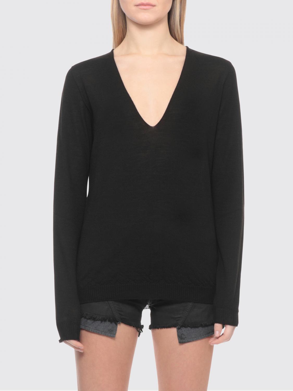 RICK OWENS MAGLIA: Maglia a v in lana vergine Rick Owens, Nero - Img 1