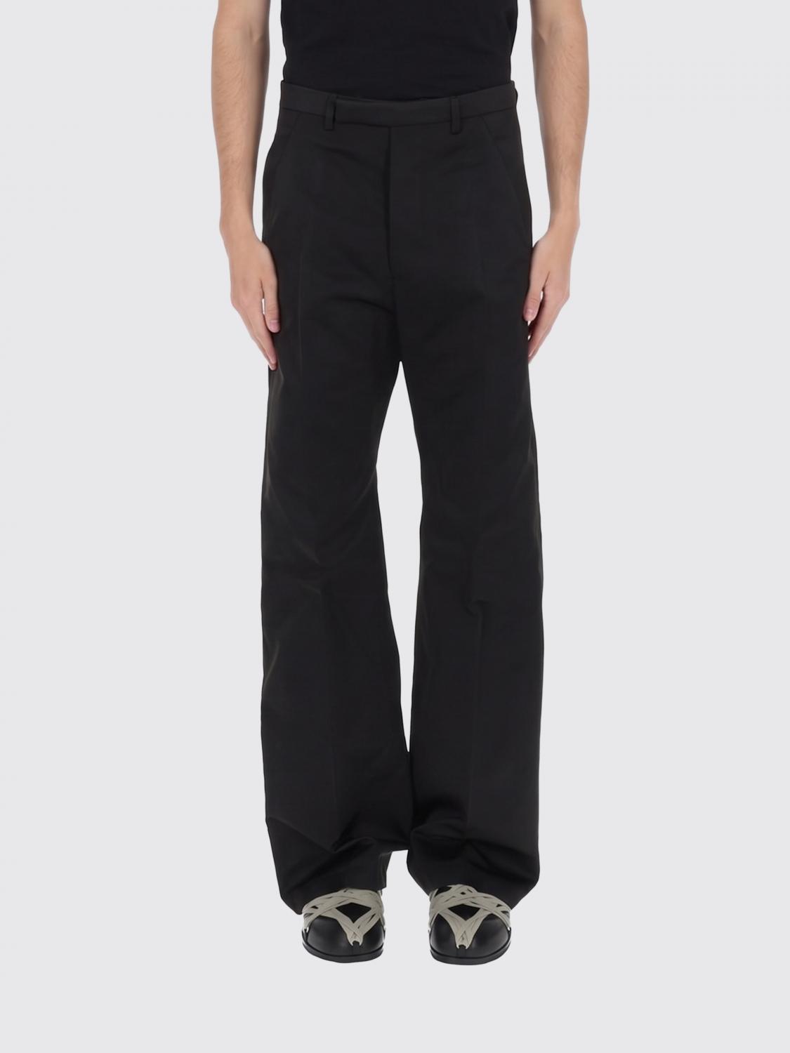 RICK OWENS パンツ: Rick Owens クレープワイドレッグパンツ, ブラック - Img 1