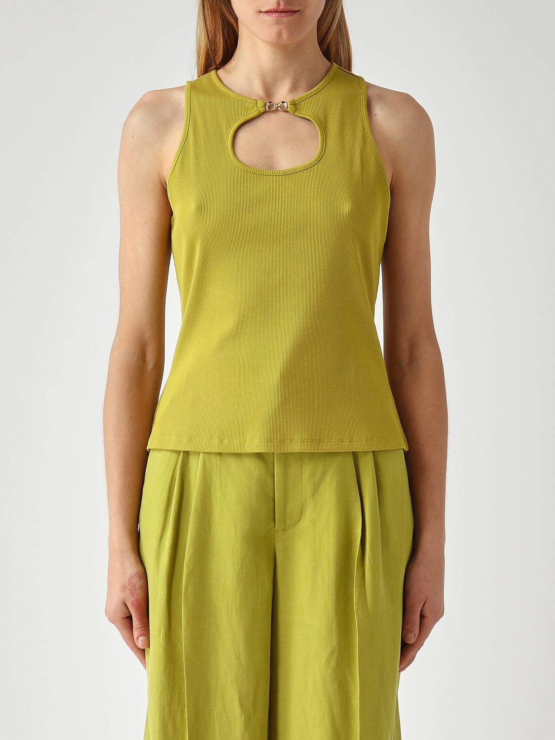 TWINSET TOP: Top de algodón acanalado Twinset, Verde - Img 1