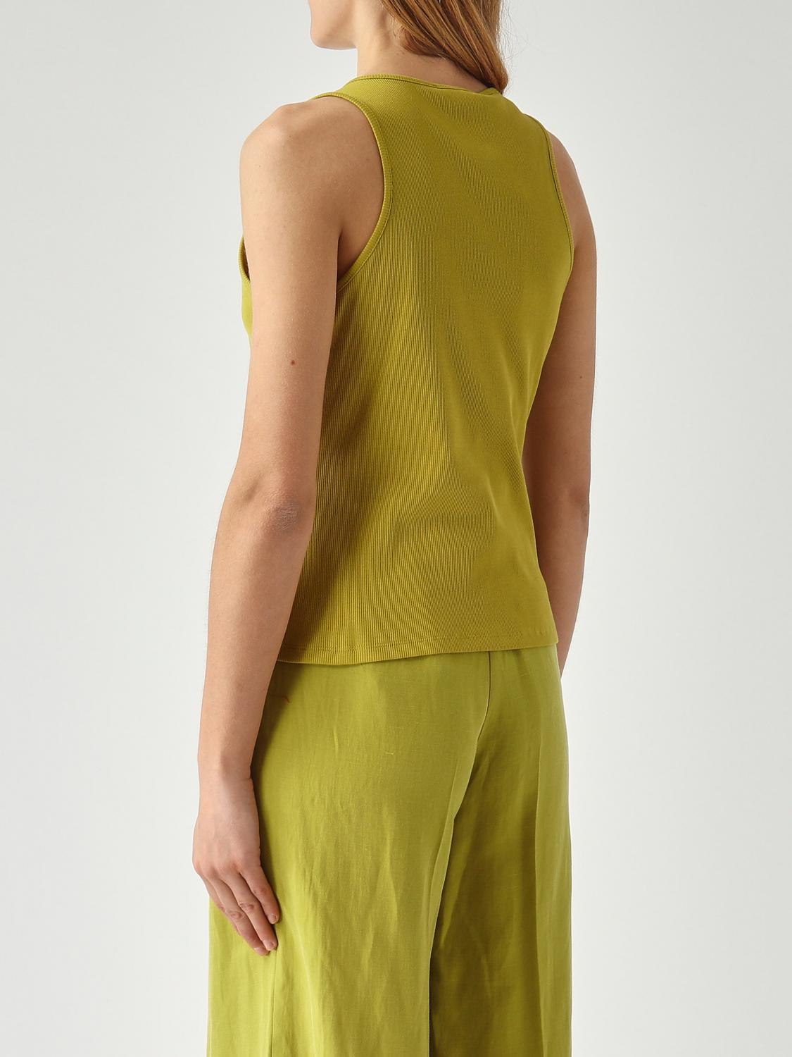 TWINSET TOP: Top de algodón acanalado Twinset, Verde - Img 3