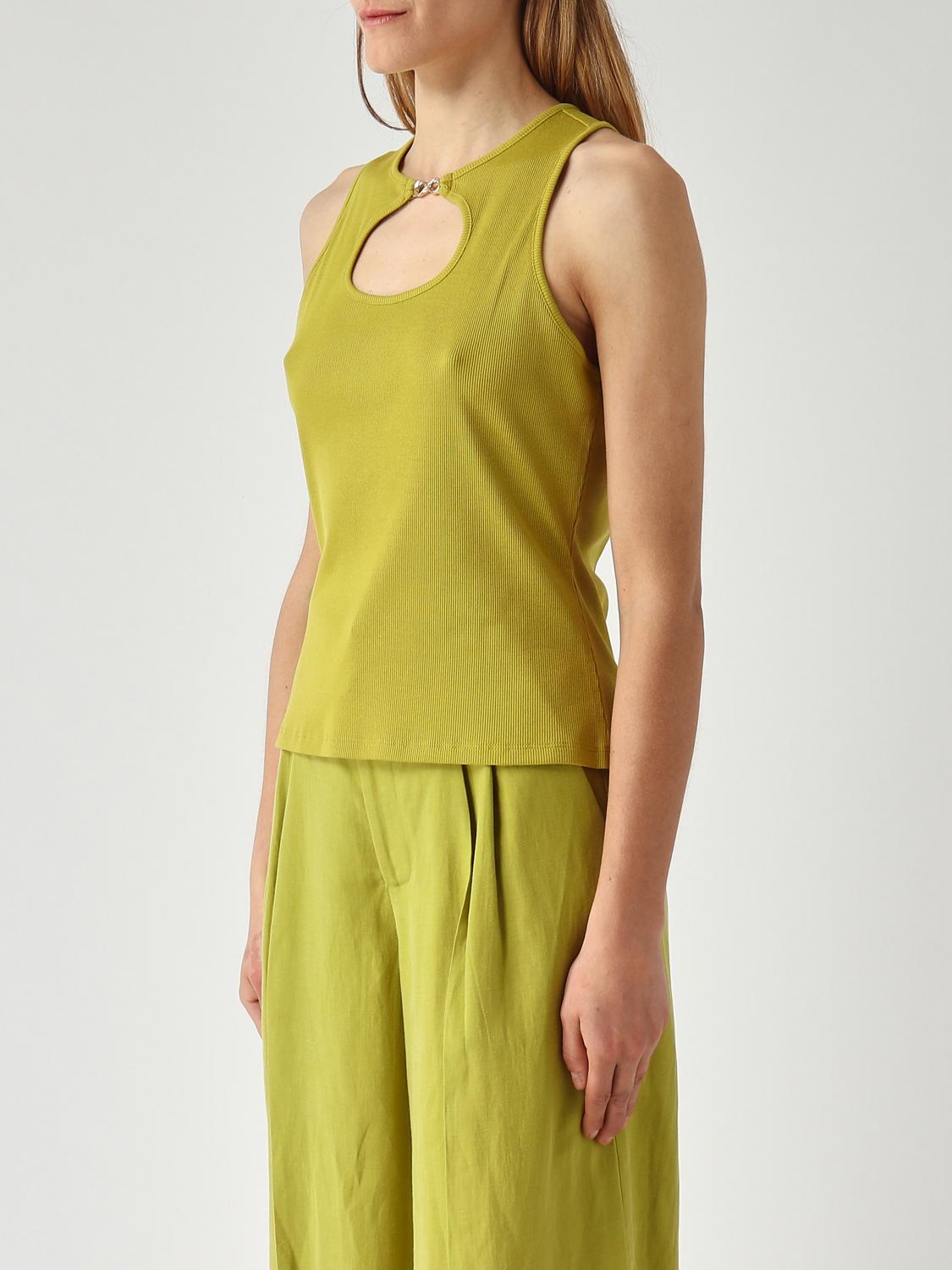 TWINSET TOP: Top de algodón acanalado Twinset, Verde - Img 4