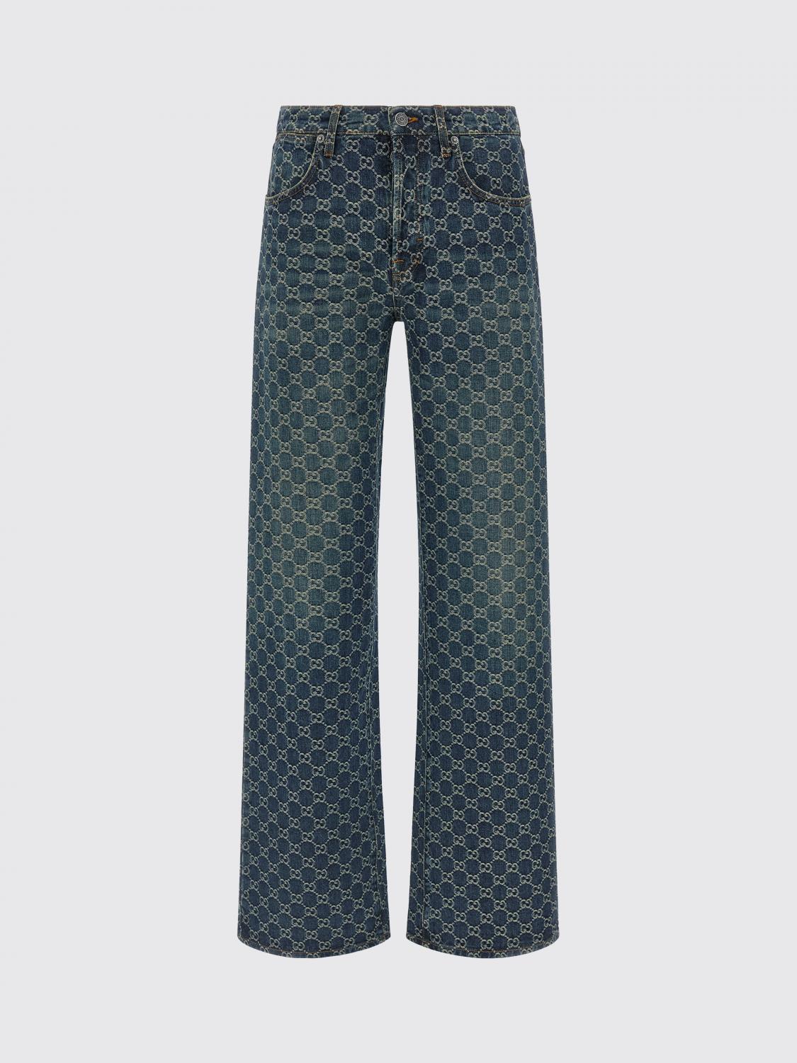 GUCCI ジーンズ: Gucci GGモチーフコットンデニムフレアジーンズ, ブルー - Img 2