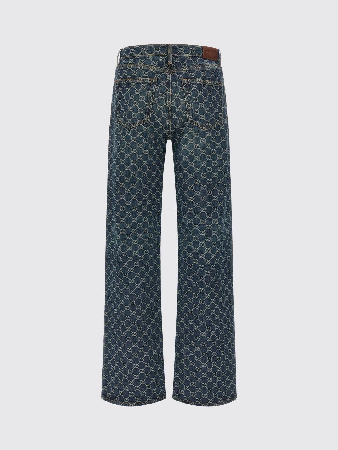 GUCCI ジーンズ: Gucci GGモチーフコットンデニムフレアジーンズ, ブルー - Img 3