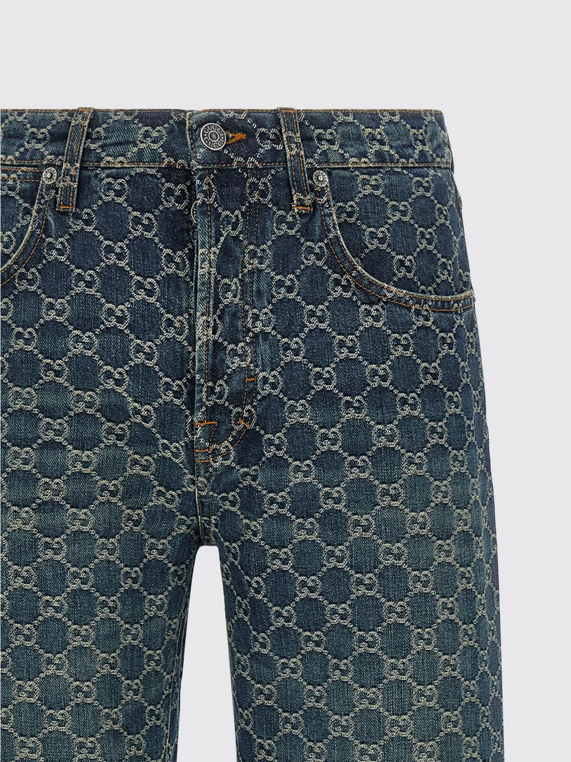 GUCCI ジーンズ: Gucci GGモチーフコットンデニムフレアジーンズ, ブルー - Img 4