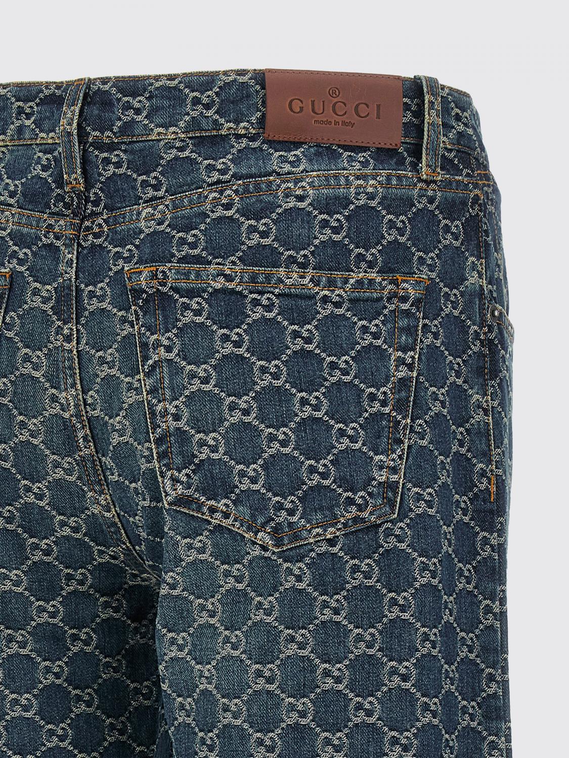 GUCCI ジーンズ: Gucci GGモチーフコットンデニムフレアジーンズ, ブルー - Img 5