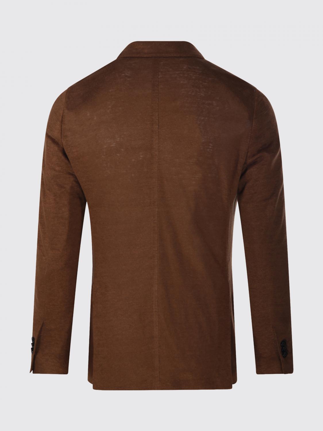 LARDINI ジャケット: Lardini ダブルブレストリネンブレザー, ブラウン - Img 3
