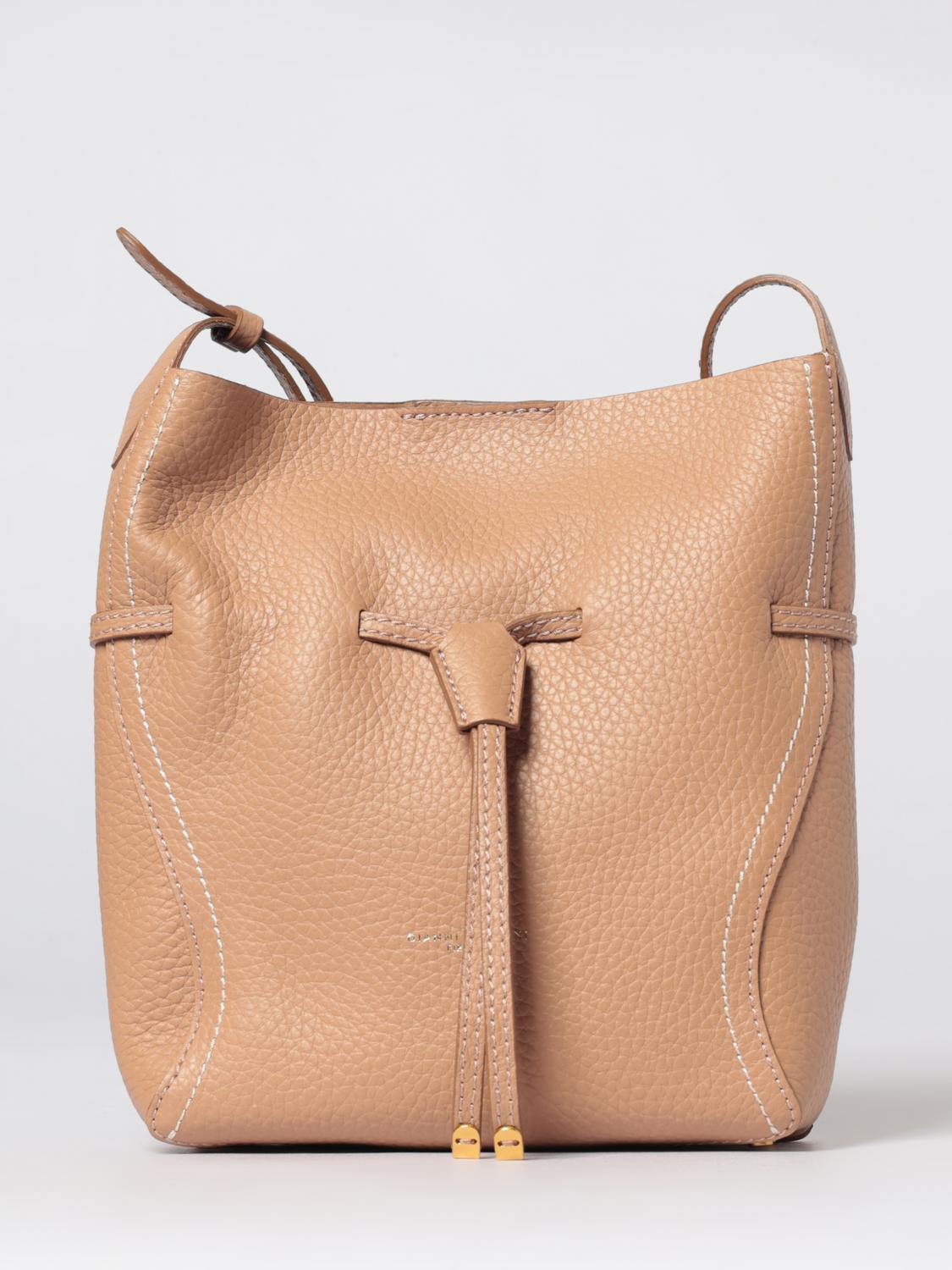 GIANNI CHIARINI BORSA A TRACOLLA: Borsa a secchiello Gianni Chiarini in pelle martellata , Marrone - Img 1